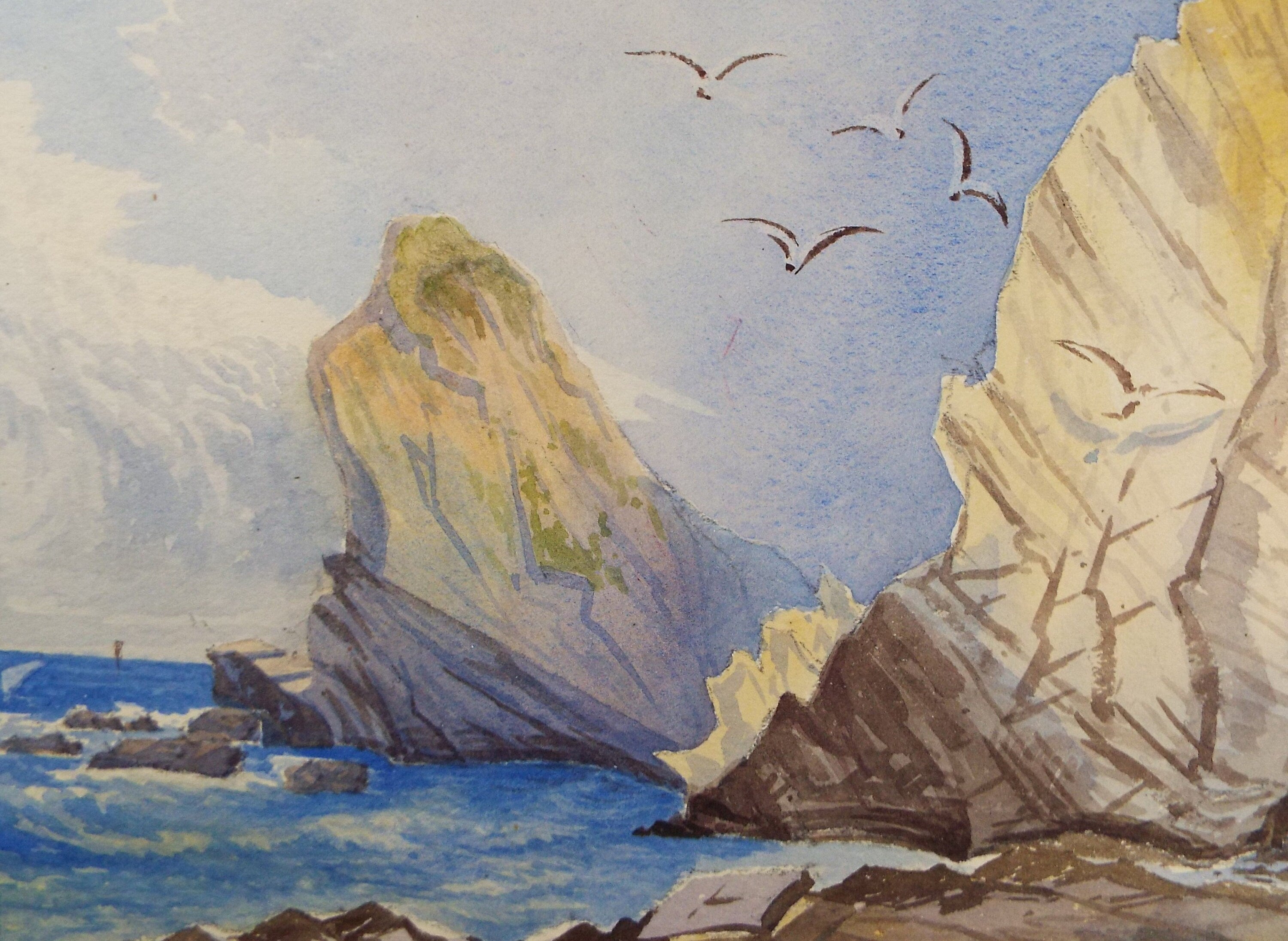 Original Watercolour, 'Biarritz', c1880, Artist Unknown