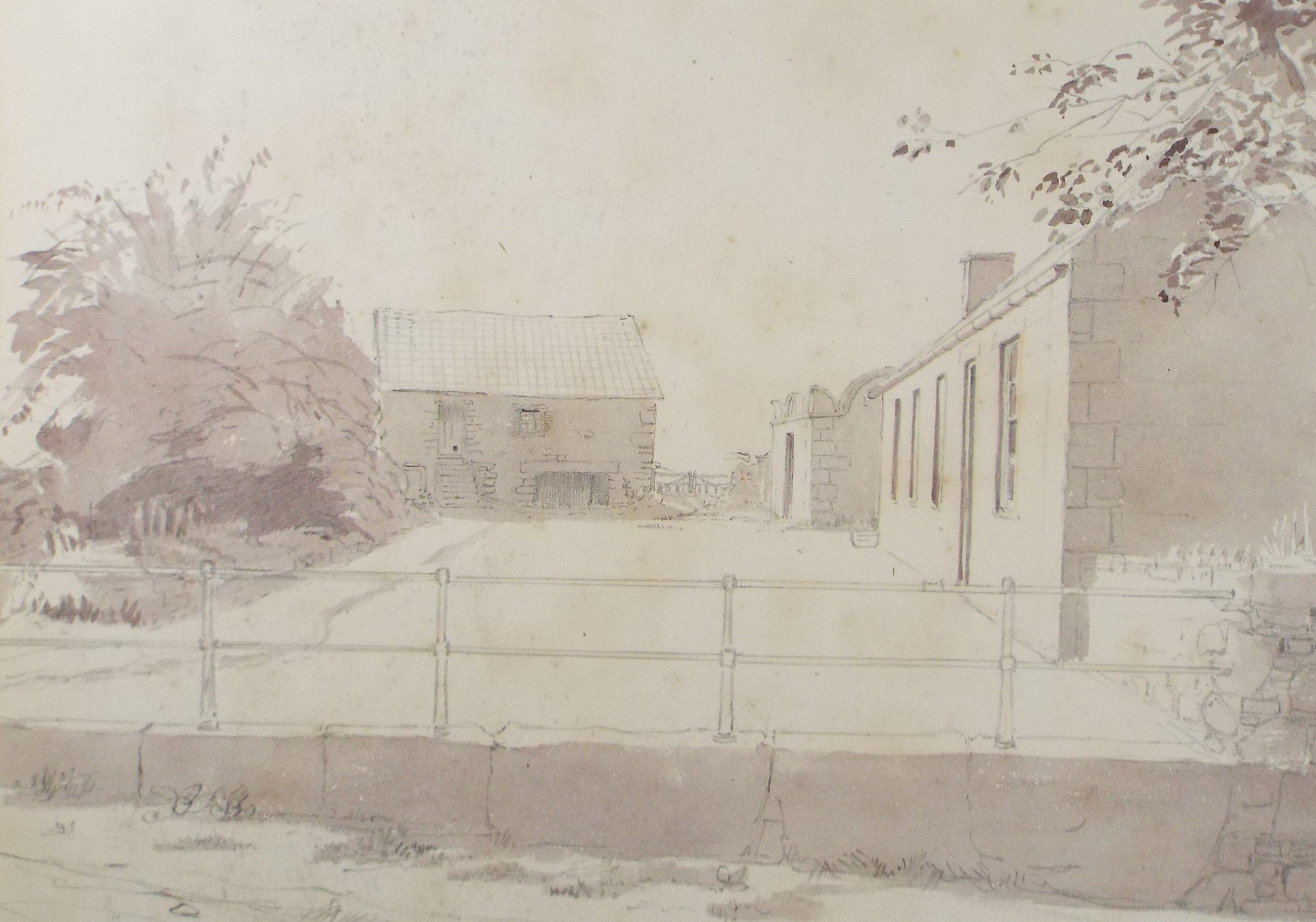 Original Watercolour, 'A Farmstead', c1880, A Elliott