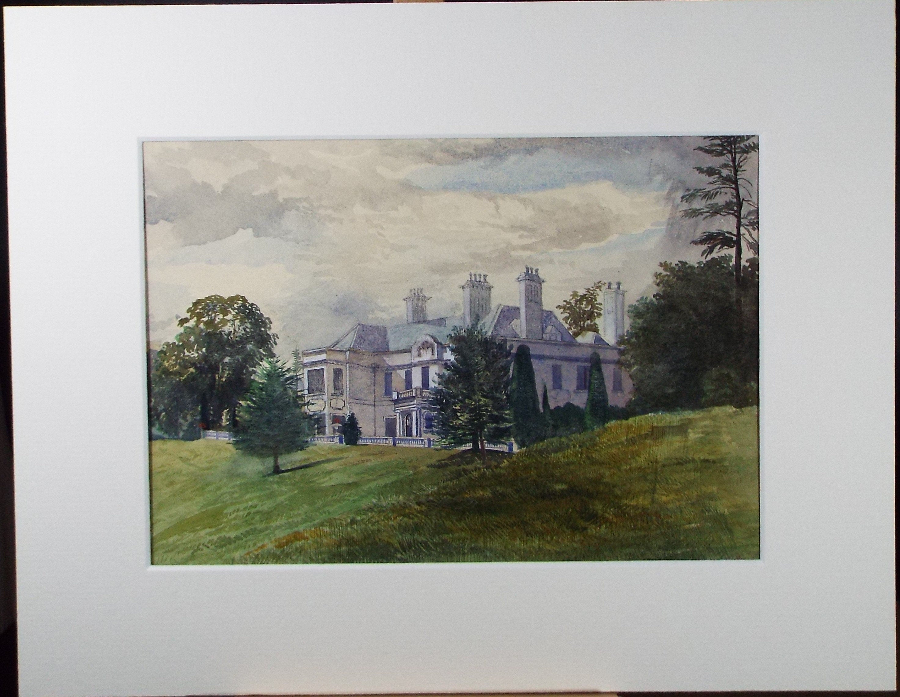 Original Watercolour, 'Country House, Exeter', c1880, A Elliott
