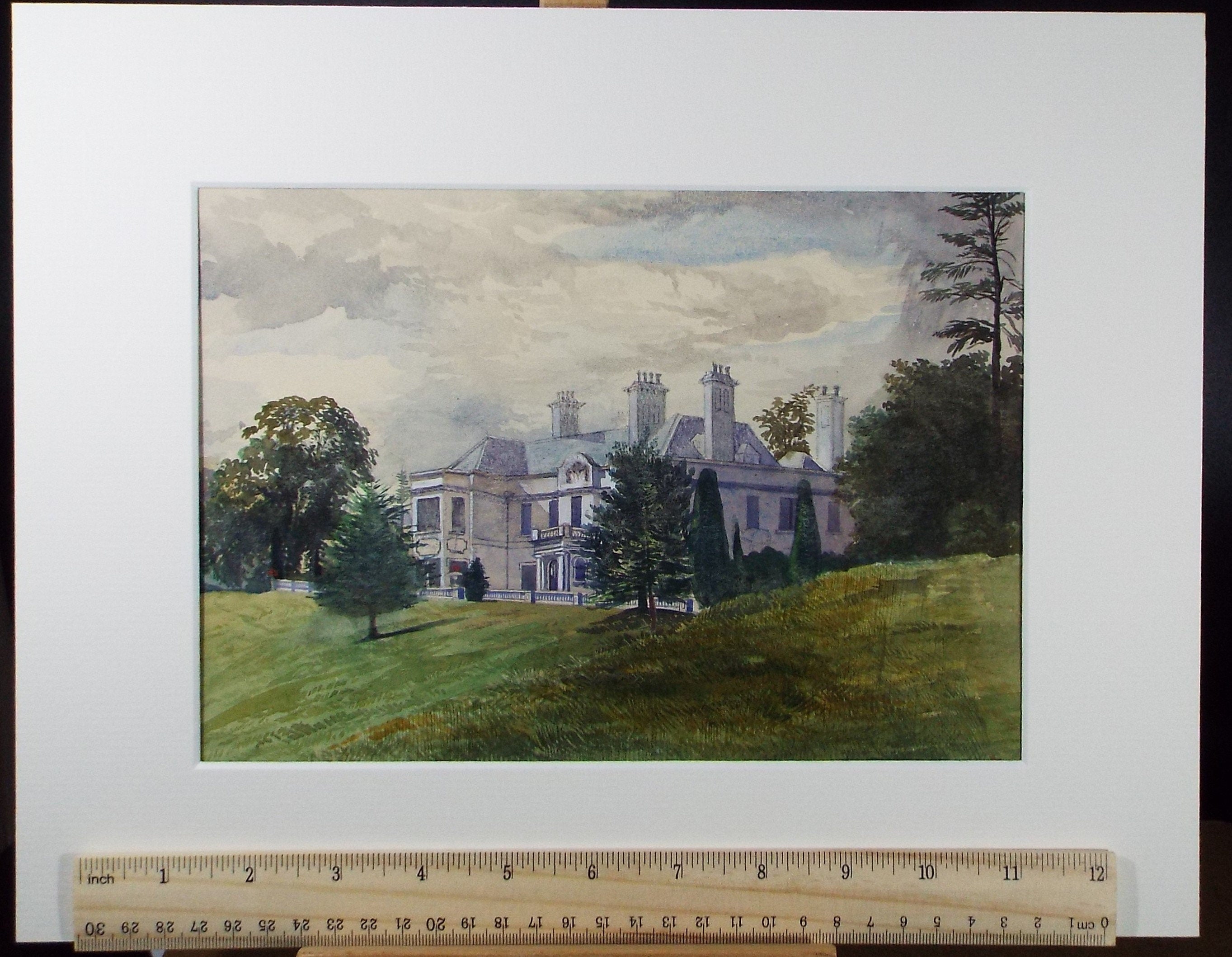 Original Watercolour, 'Country House, Exeter', c1880, A Elliott