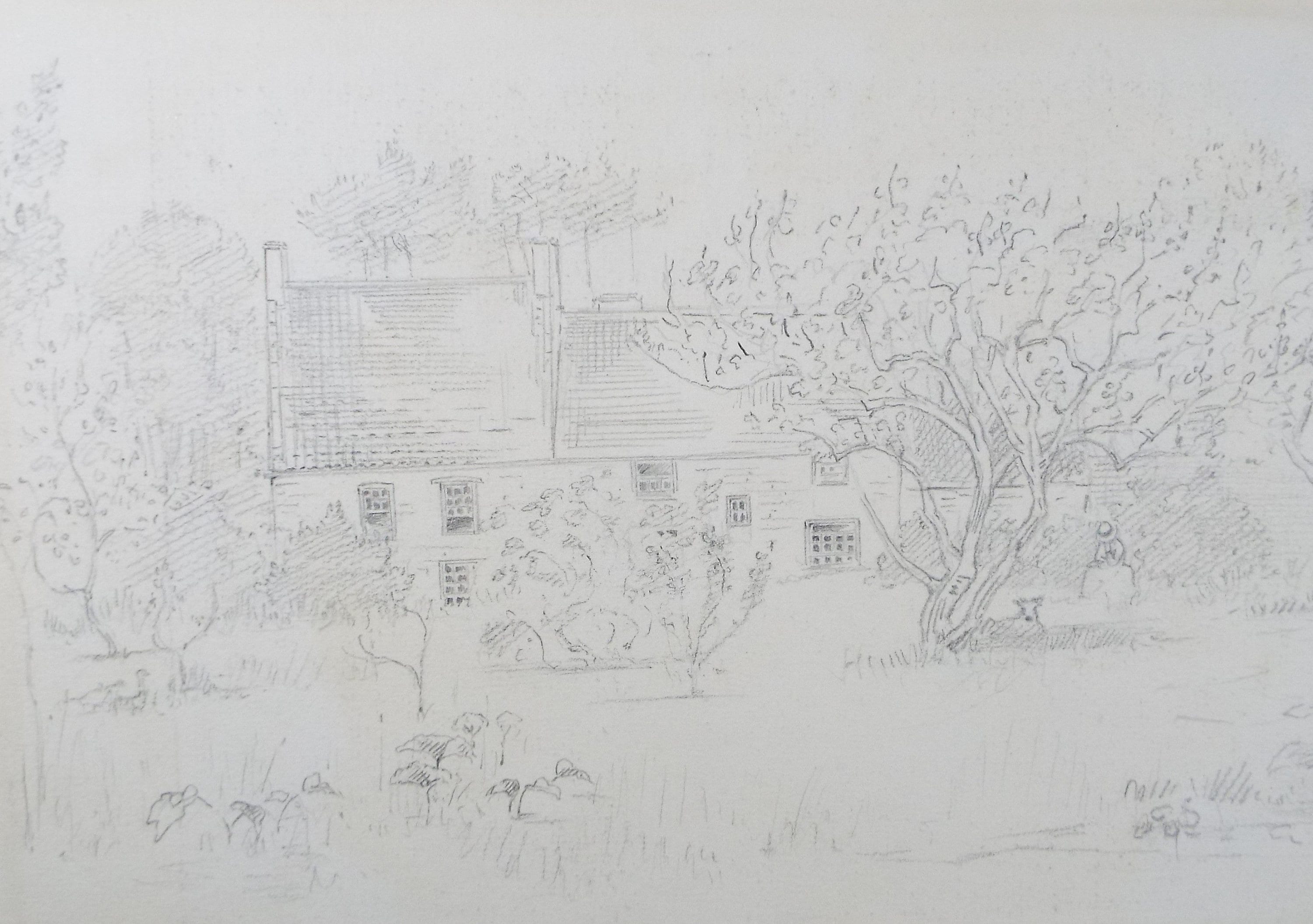 Original Pencil Sketch , 'Country Cottage', c1880, Artist Unknown