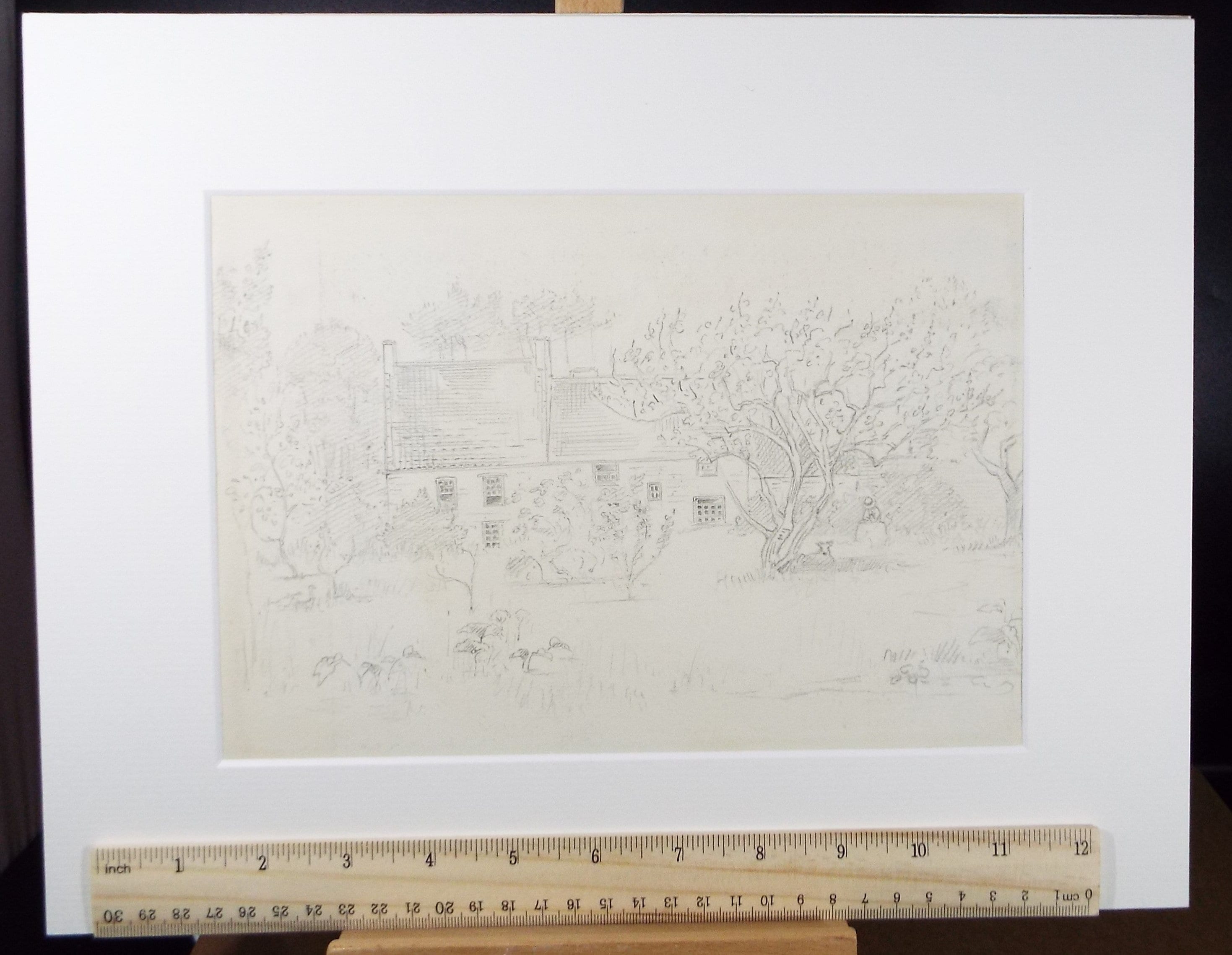 Original Pencil Sketch , 'Country Cottage', c1880, Artist Unknown
