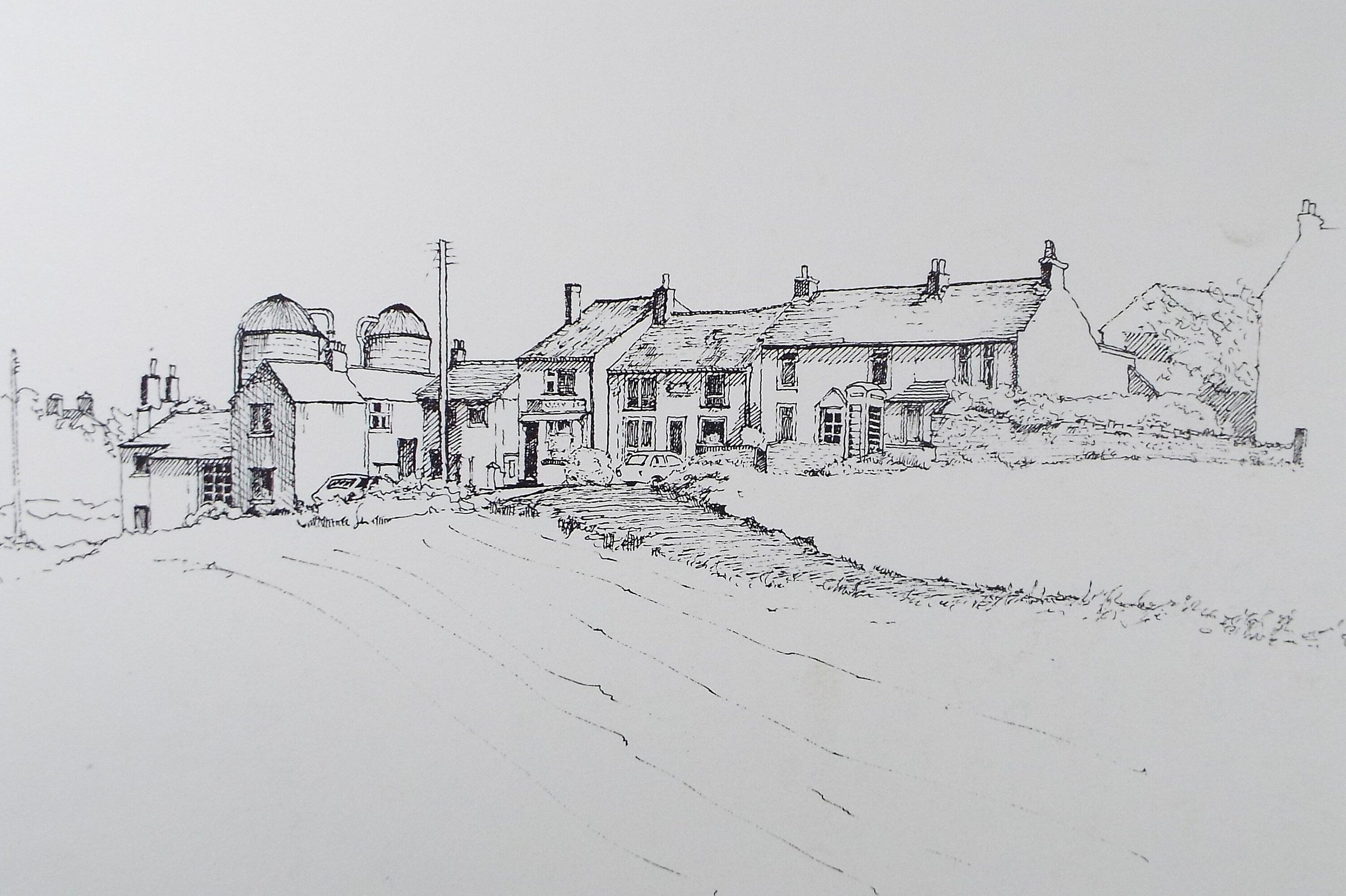 Original Pen & Ink, 'Cimbrian Village', circa 1980's, Unknown Artist