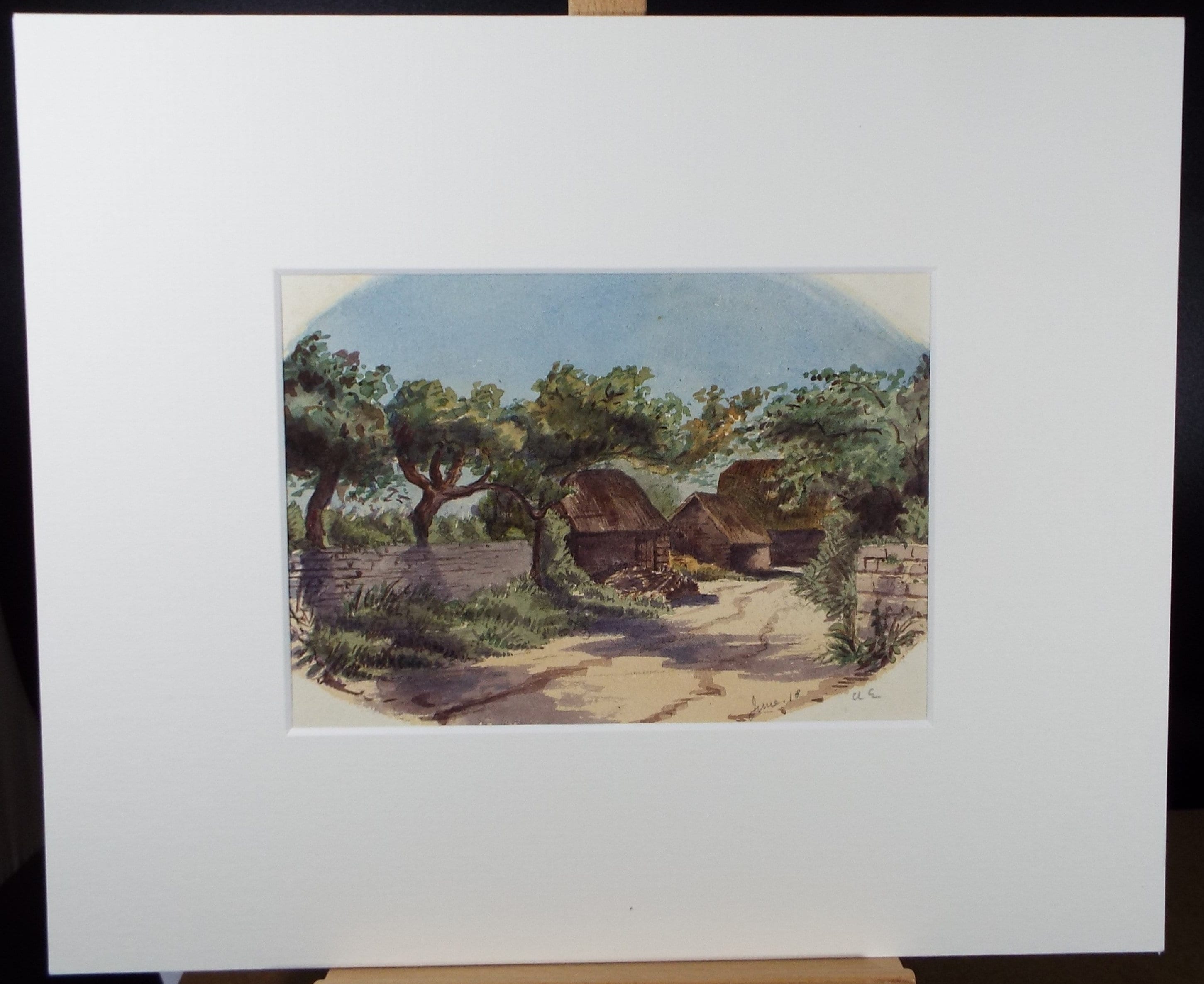 Original Watercolour, 'A Farmstead', circa 1880's, Unknown Artist