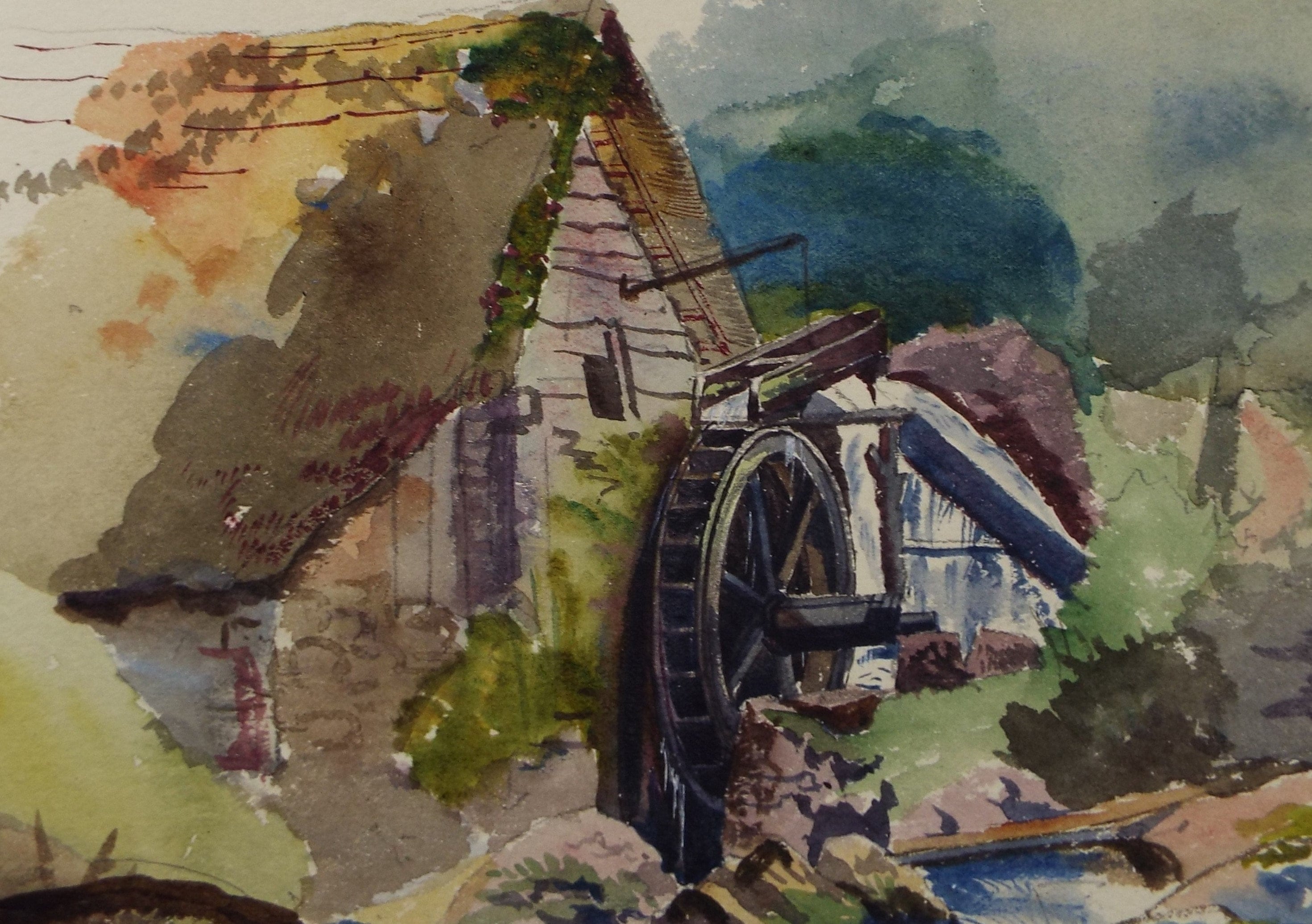 Original Watercolour, 'Old Mill, Chagford', circa 1880's, Unknown Artist