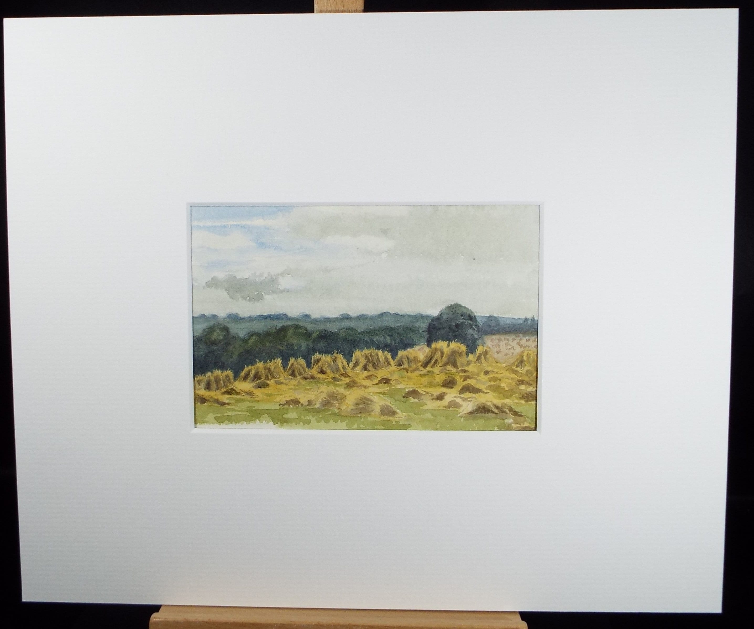 Original Watercolour on Paper, 'Corn Stooks near Scotby', Circa 1890, Artist Unknown