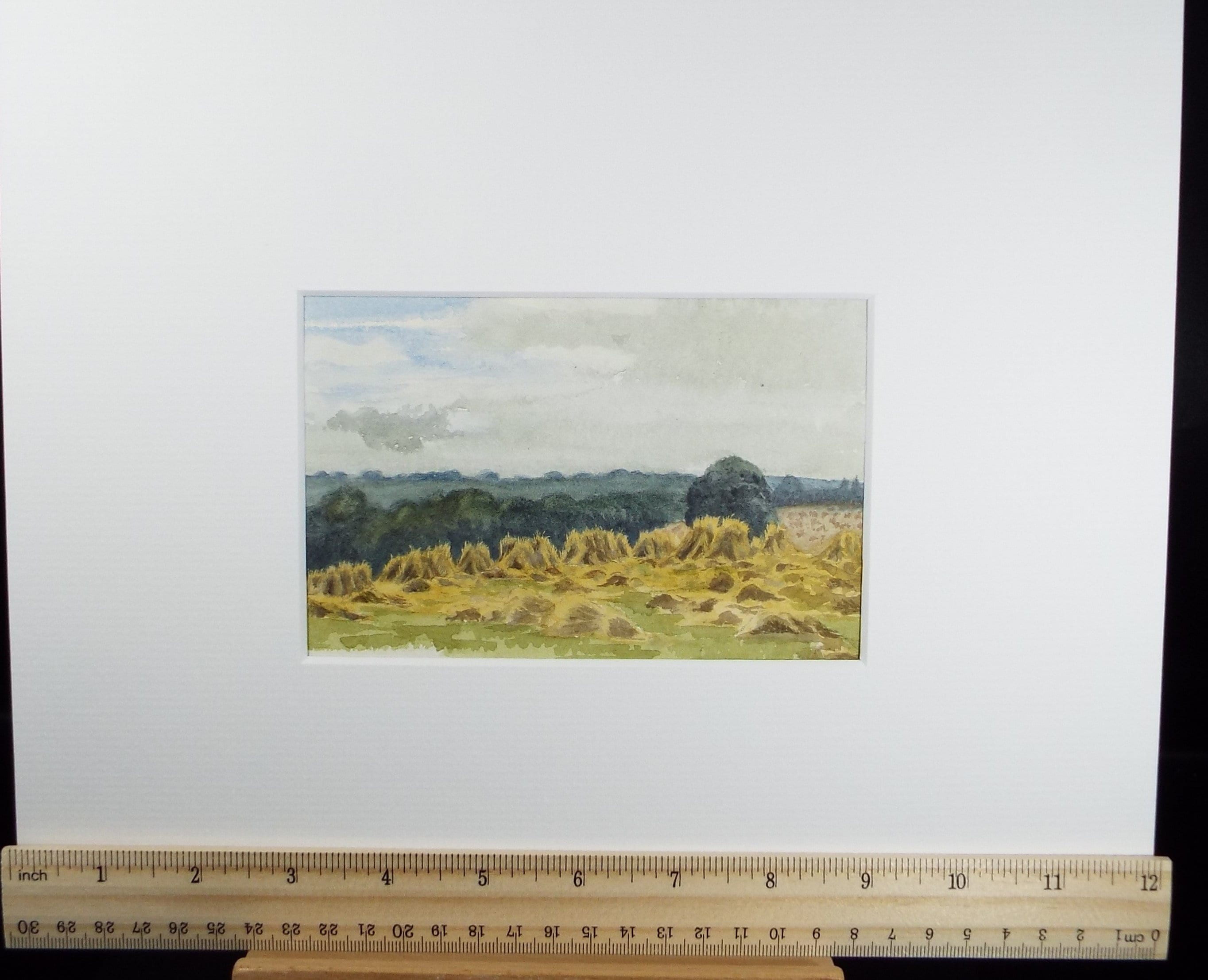 Original Watercolour on Paper, 'Corn Stooks near Scotby', Circa 1890, Artist Unknown
