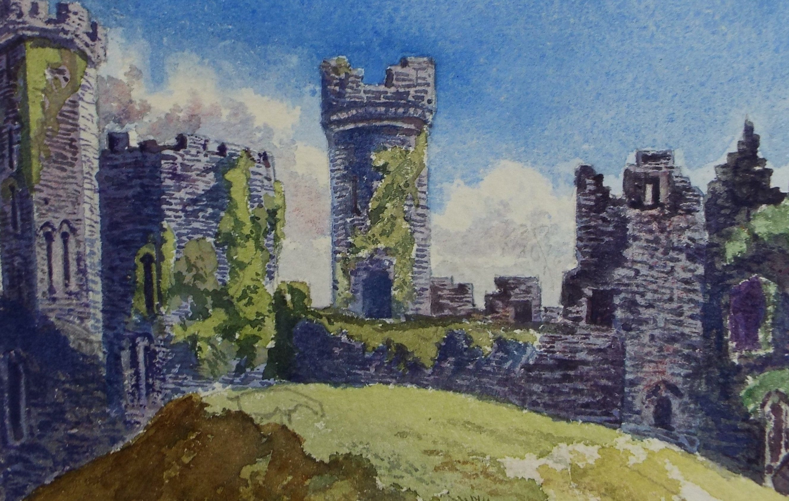 Original Watercolour, 'Caernarvon Castle', Circa 1890, artist Unknown