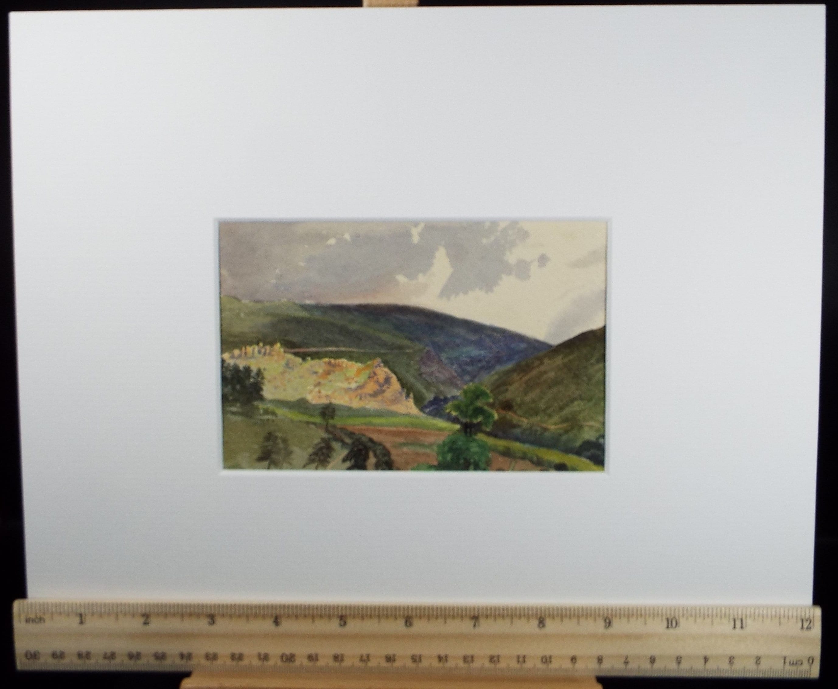 Original Watercolour on Paper,'Valley of the Teign', Artist Unknown, Circa 1880