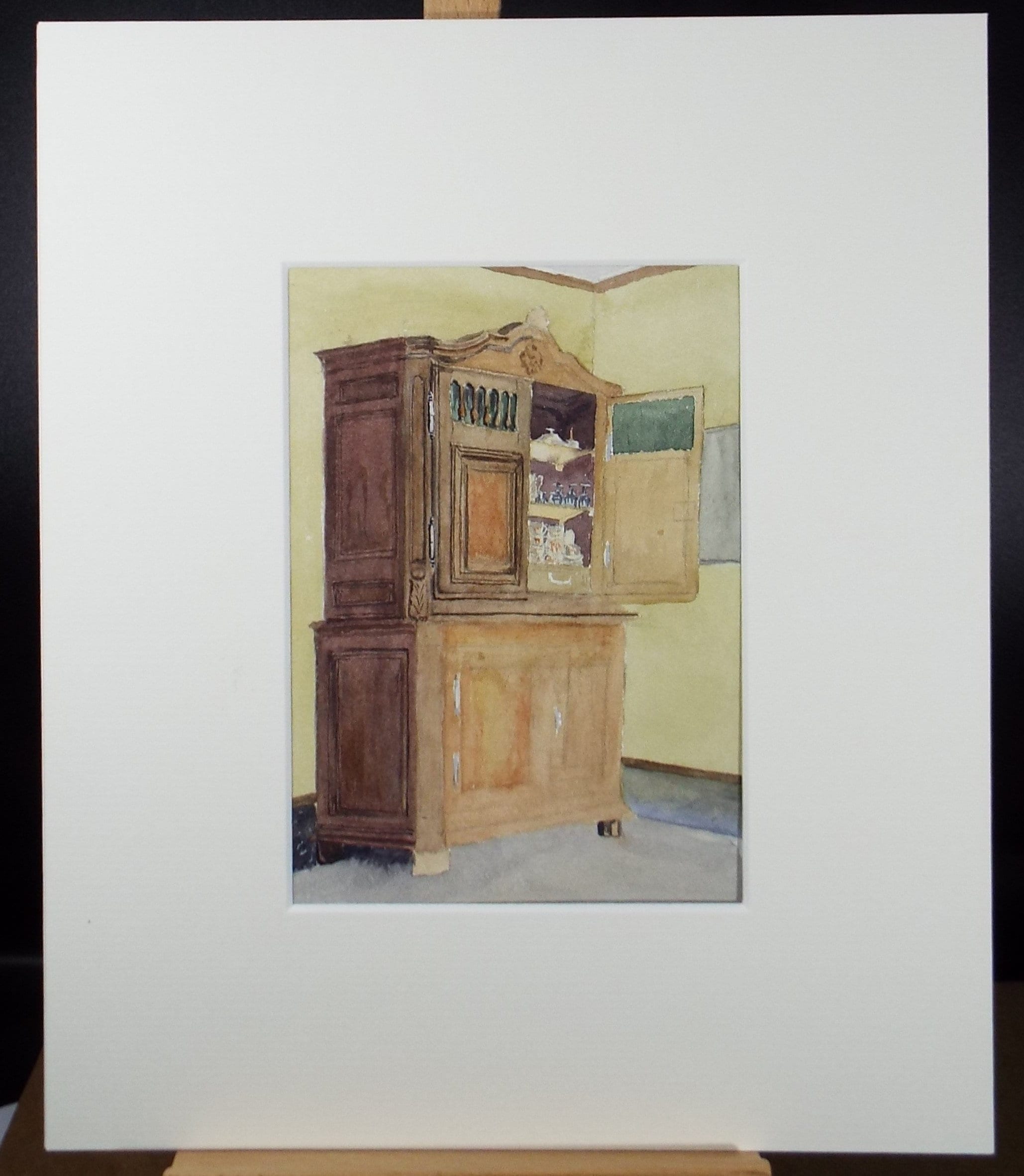 Original Watercolour, 'A Kitchen Cabinet', c1880, Artist Unknown