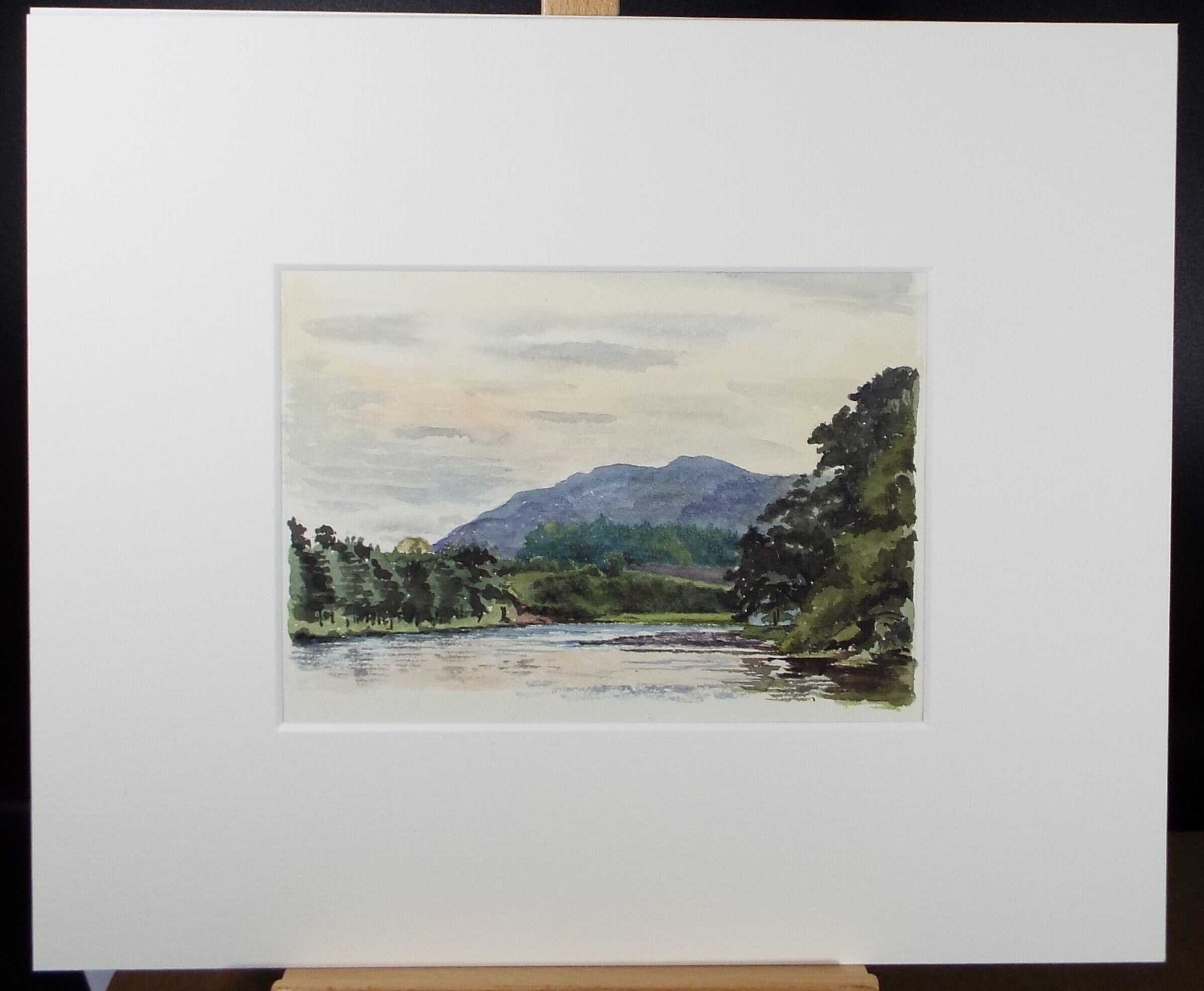 Original Watercolour on Paper,'River with Distant Mountains', Circa 1880's , Artist Unknown