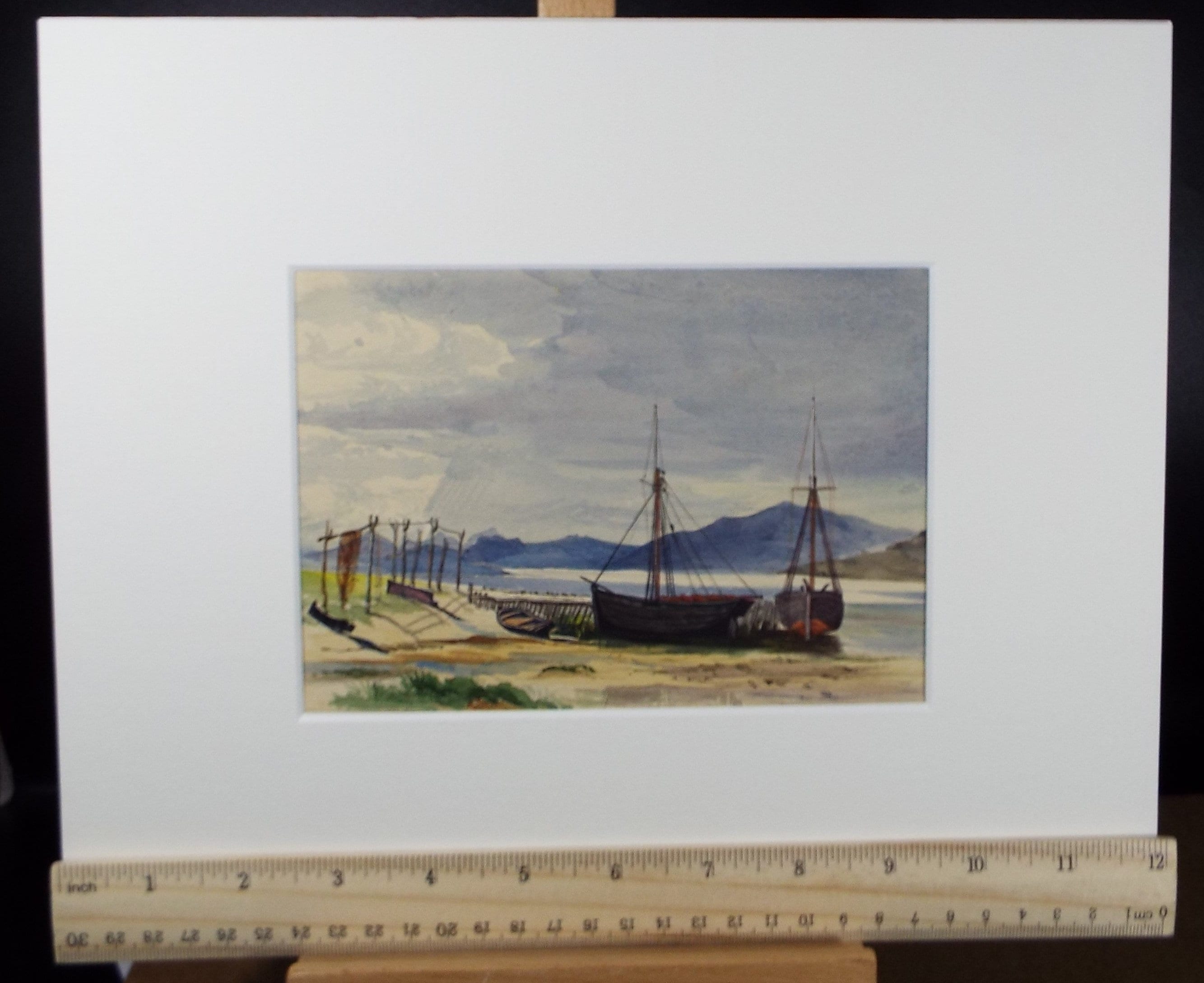 Original Watercolour on Paper,'Strachar, Loch Fyne', Circa 1880's , Artist Unknown