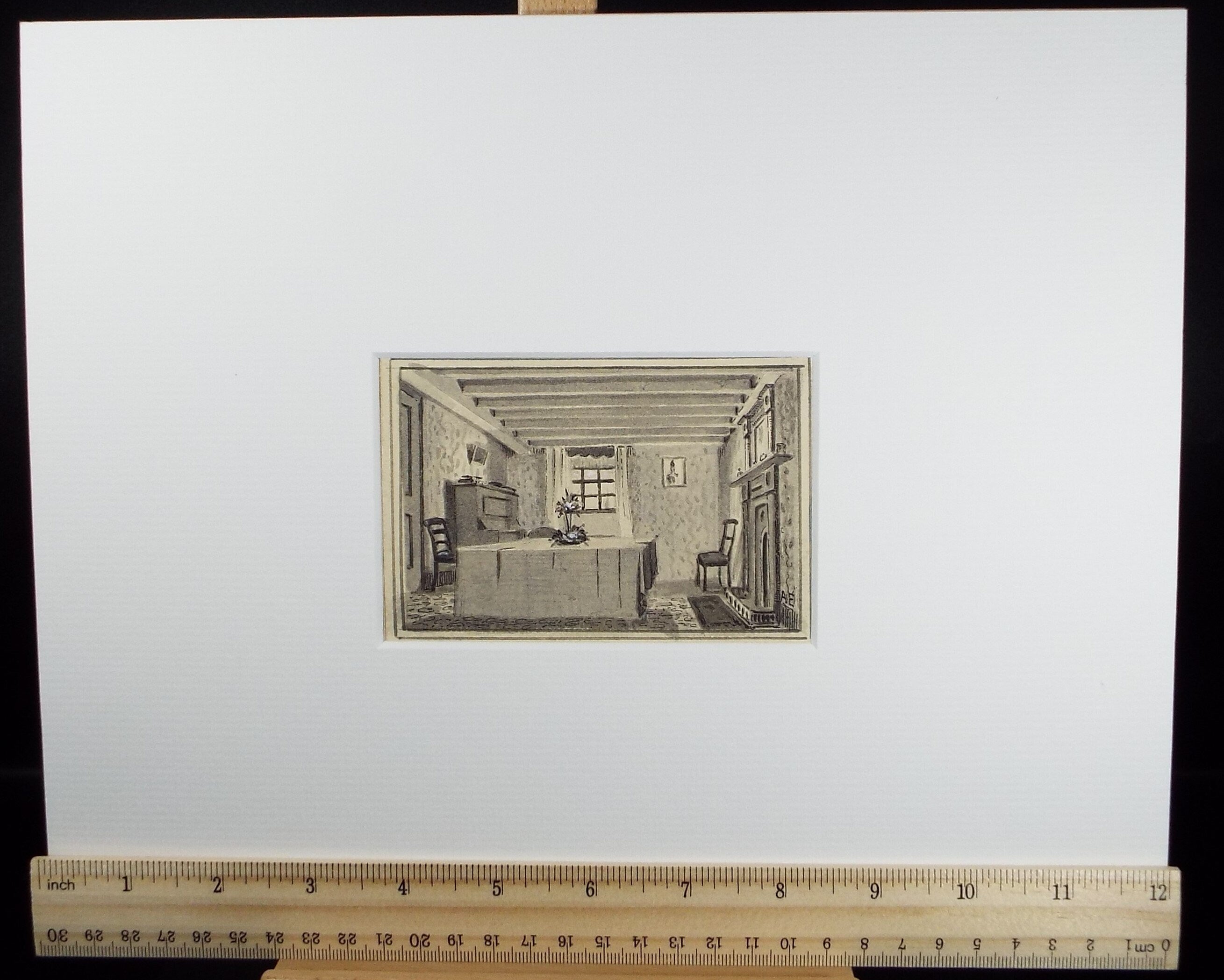 Original Watercolour, 'Cottage interior', c1880, A Elliott