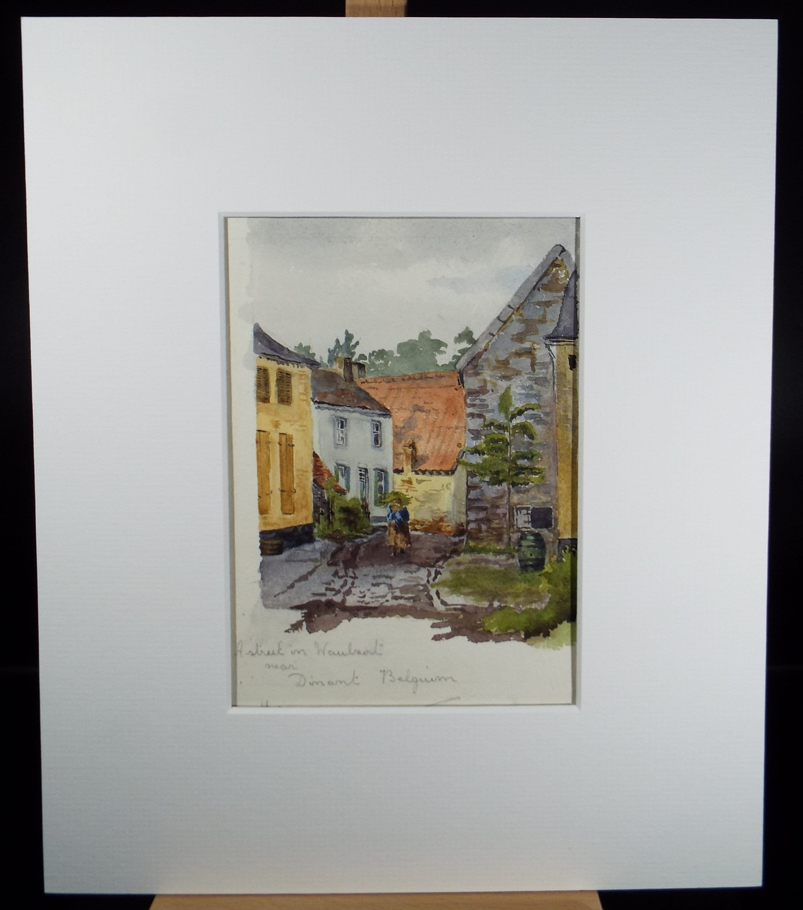 Original Watercolour on Paper,'A Belgian Street',Dated 1891 , Artist Unknown