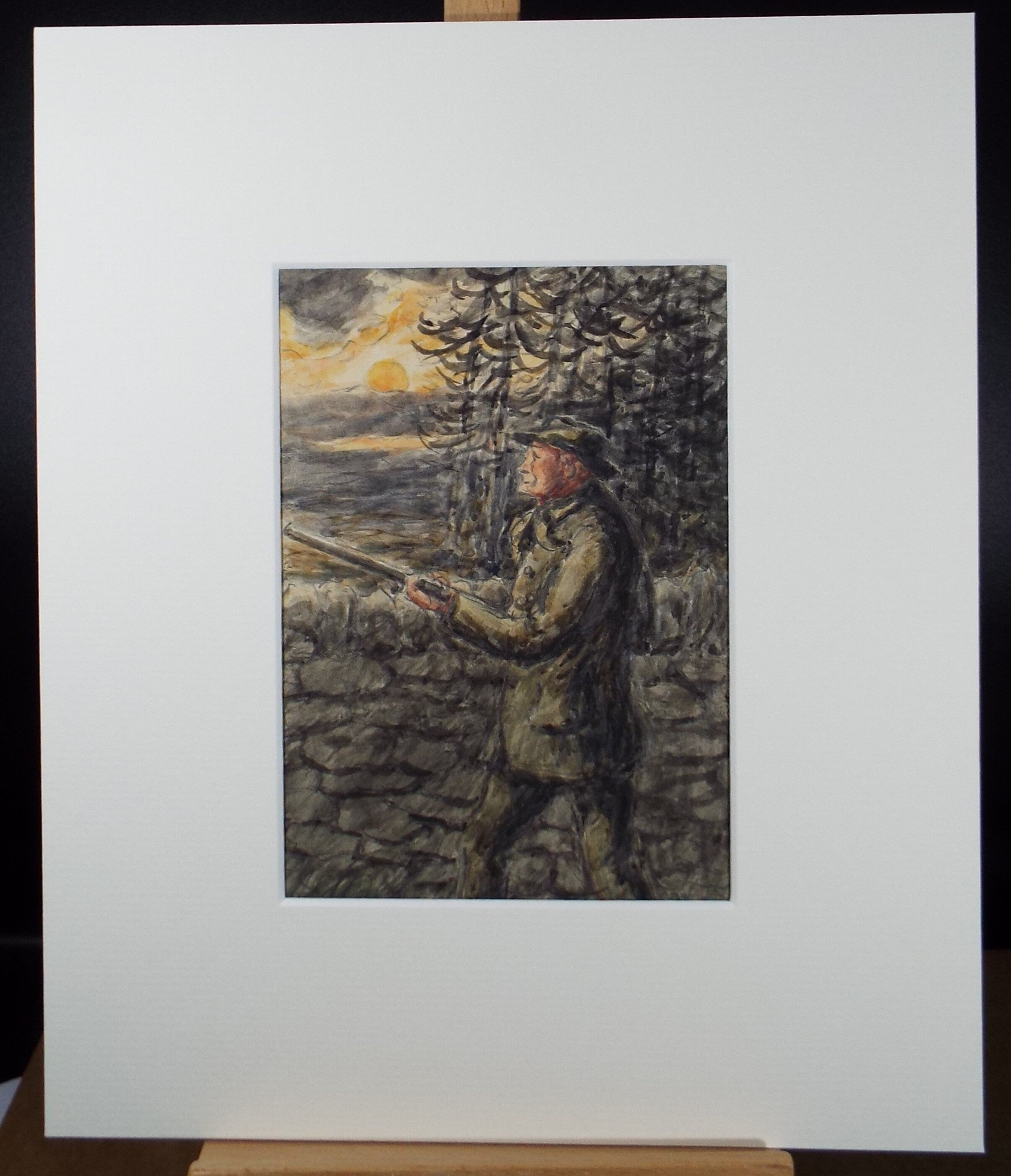 Original Watercolour Drawing , 'Man with Shotgun', George Anderson Short (1856-1946), Circa 1930's