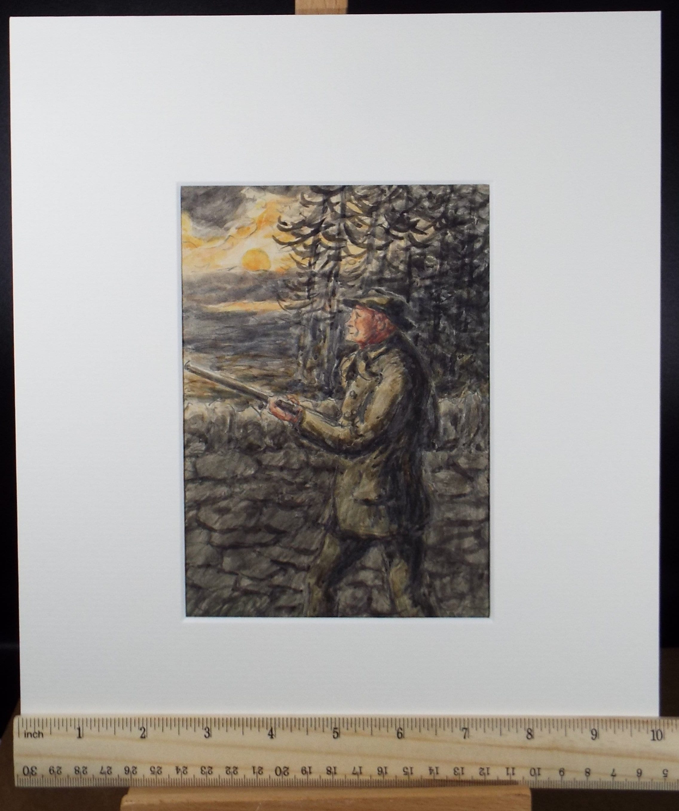 Original Watercolour Drawing , 'Man with Shotgun', George Anderson Short (1856-1946), Circa 1930's