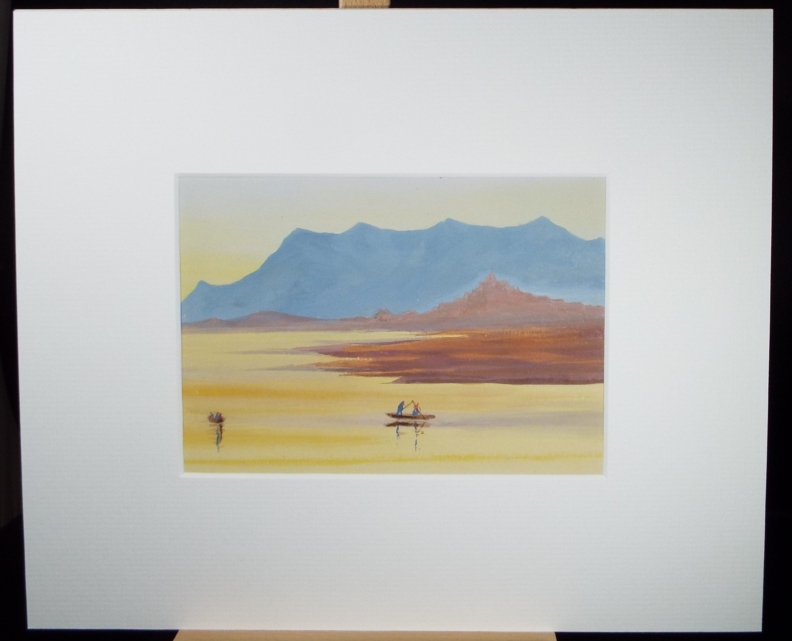 Original Watercolour, 'Delta Landscape with Fishermen', Circa 1890, Artist Unknown