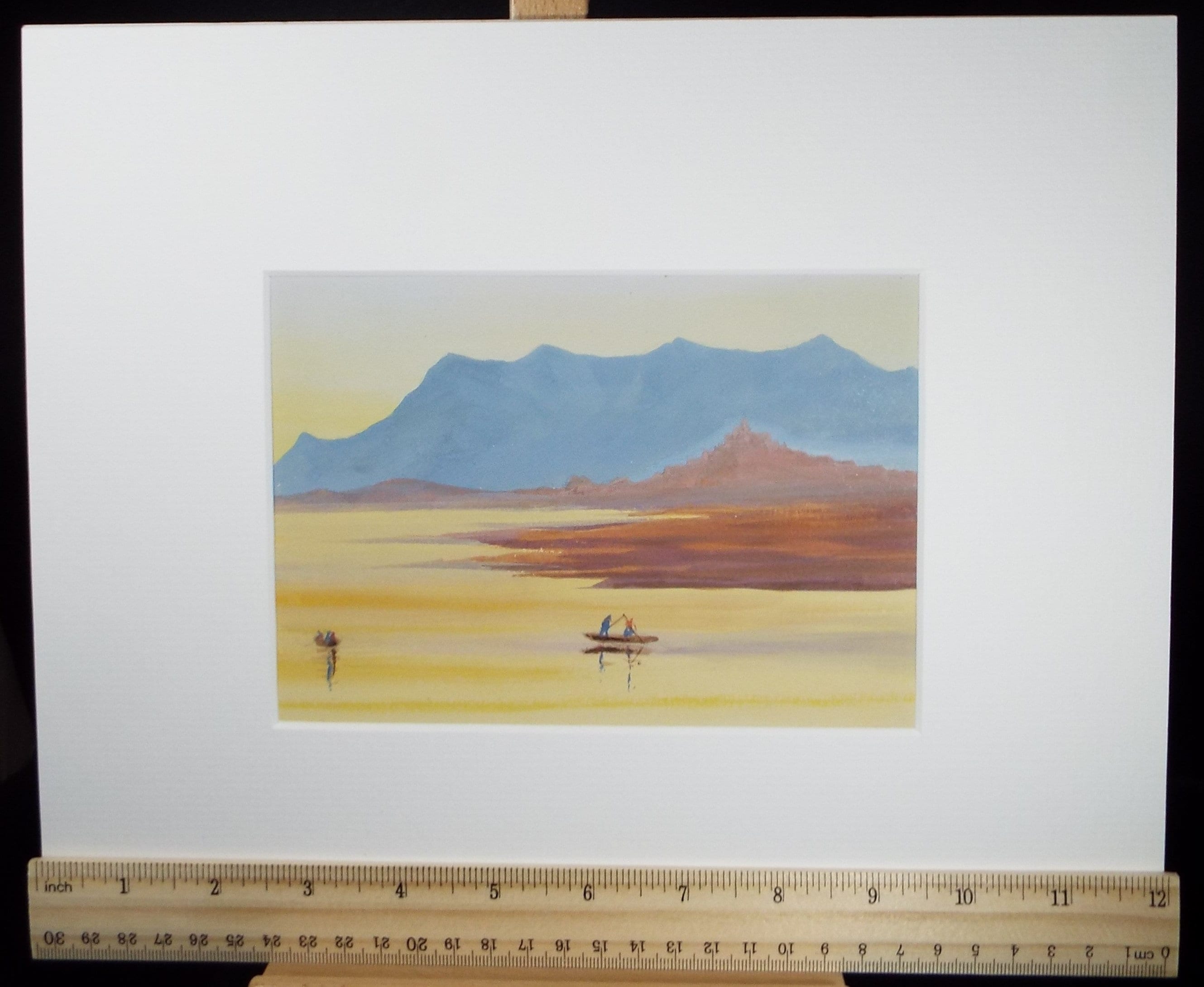 Original Watercolour, 'Delta Landscape with Fishermen', Circa 1890, Artist Unknown