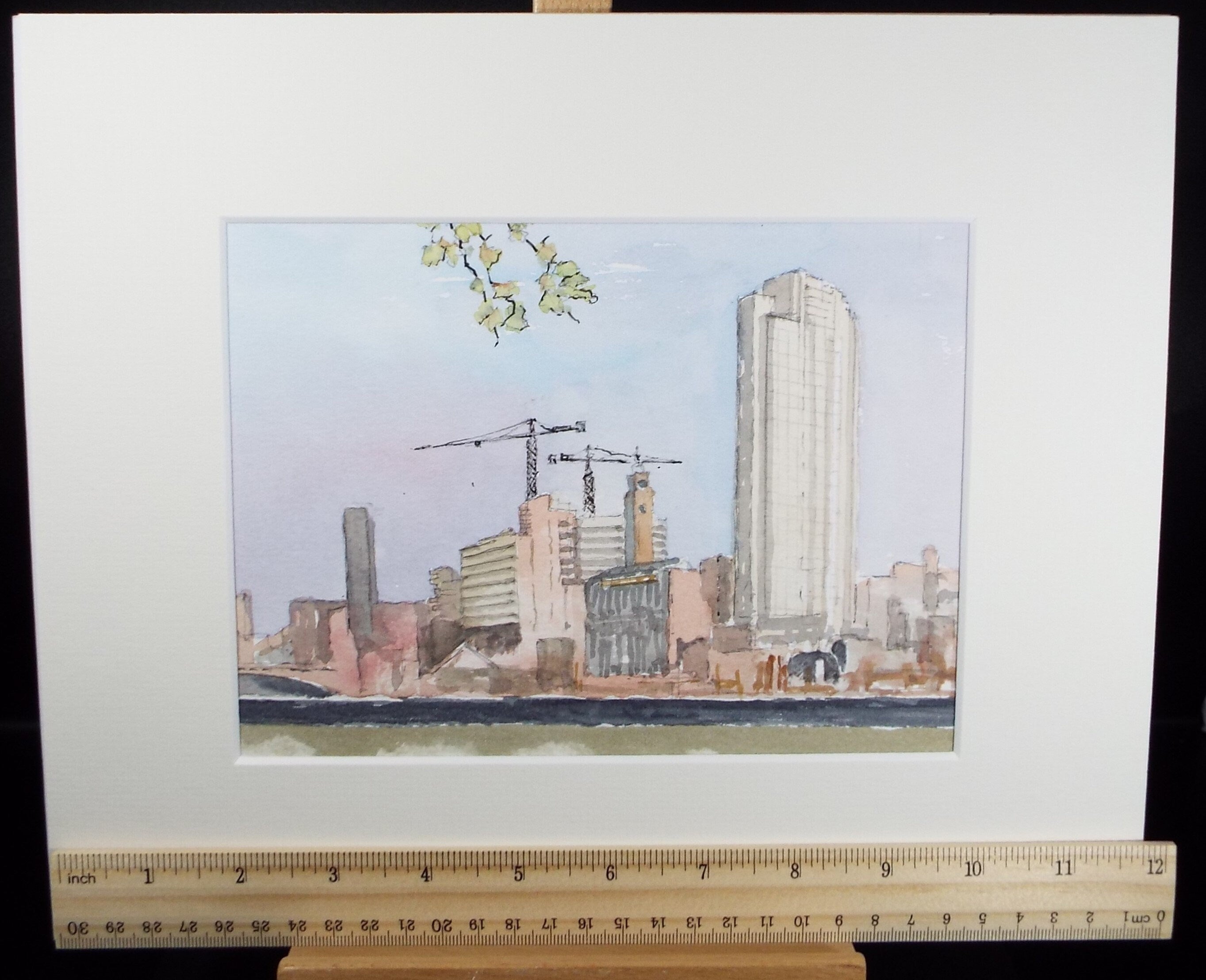 Original Watercolour, 'Cityscape', circa 1980's, Unknown Artist