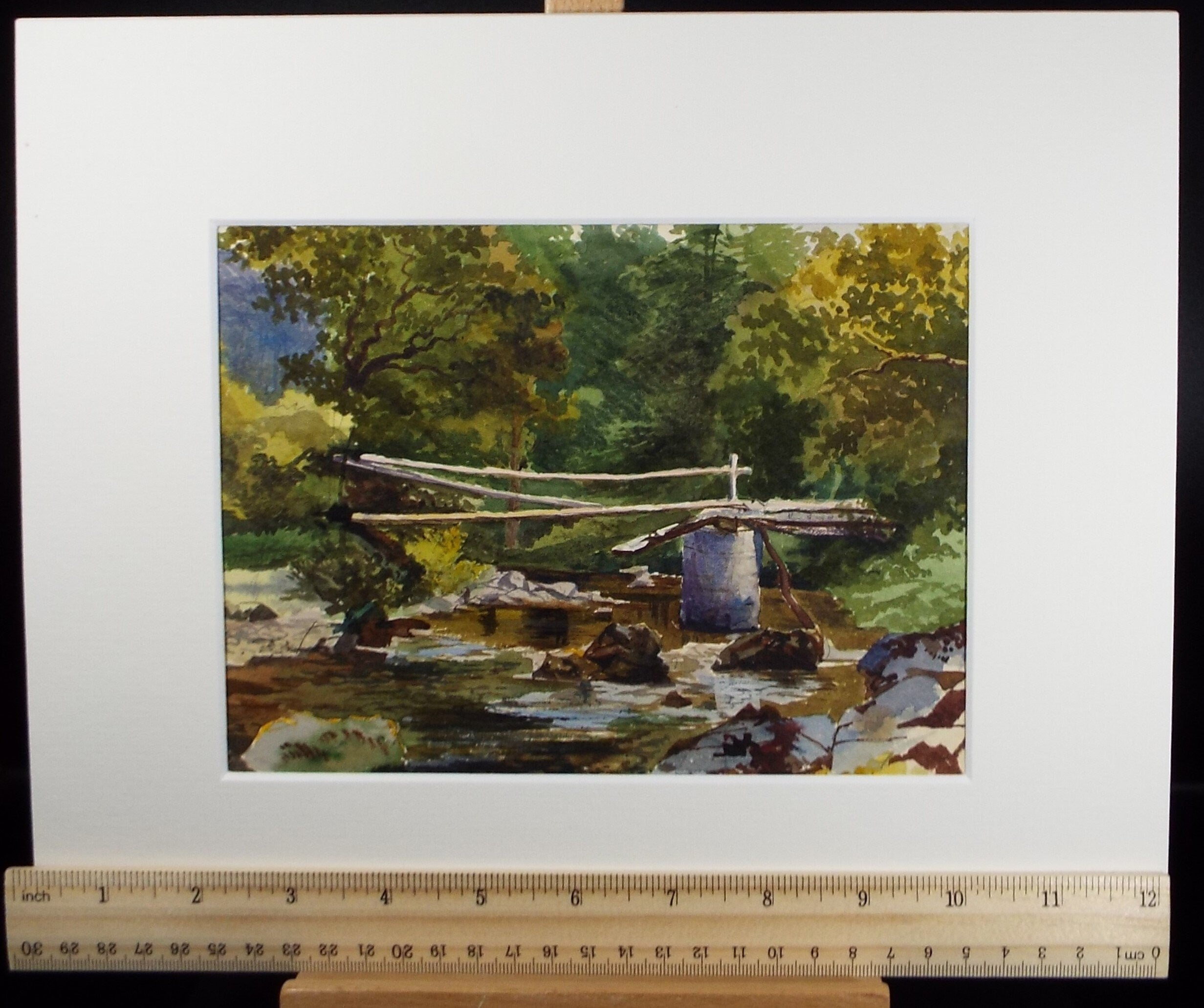 Original Watercolour on Paper,'The Teign near Chagford', Artist Unknown, Circa 1880