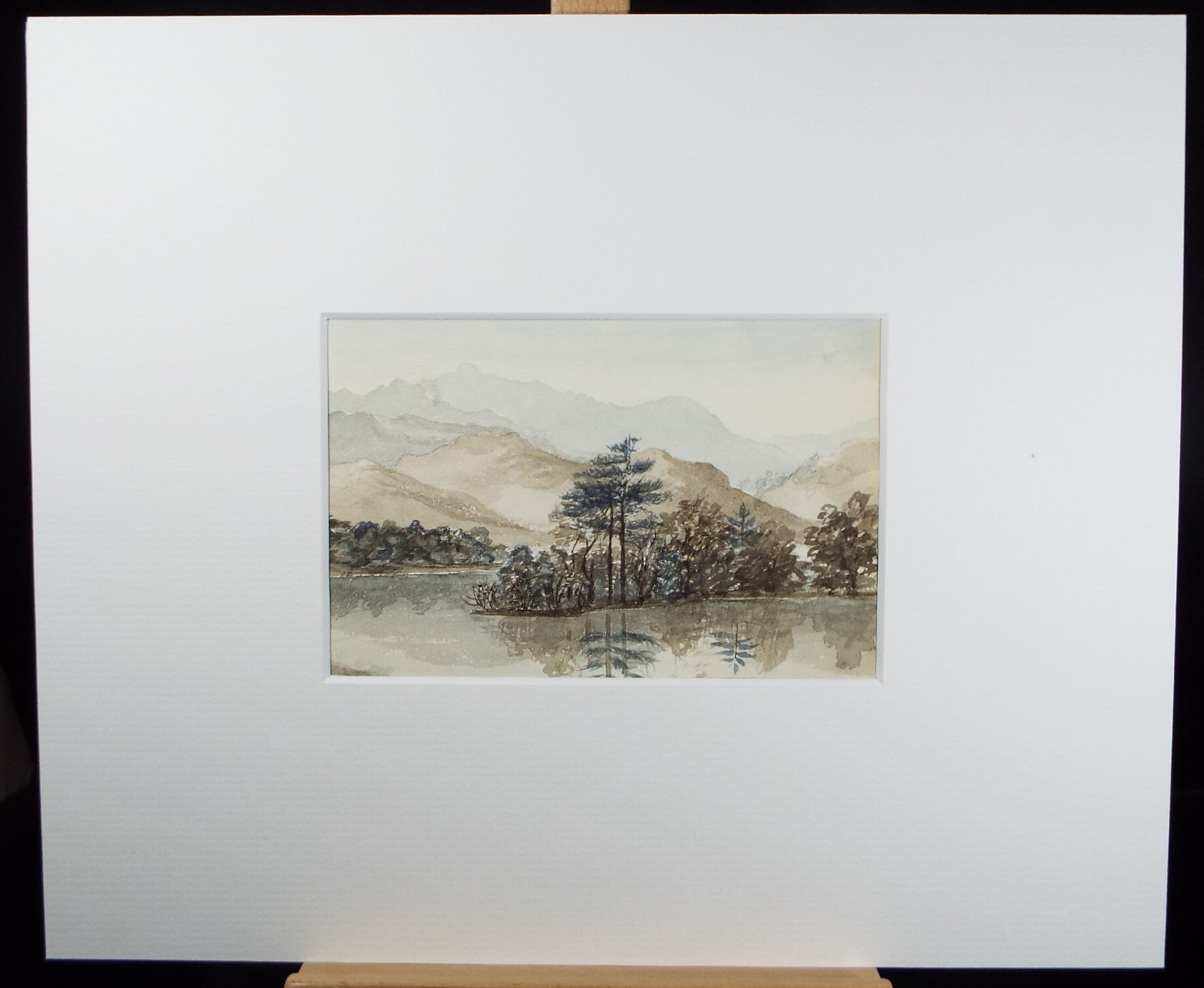 Original Watercolour on Paper,'Lake with Distant Mountains', Circa 1880's , Artist Unknown