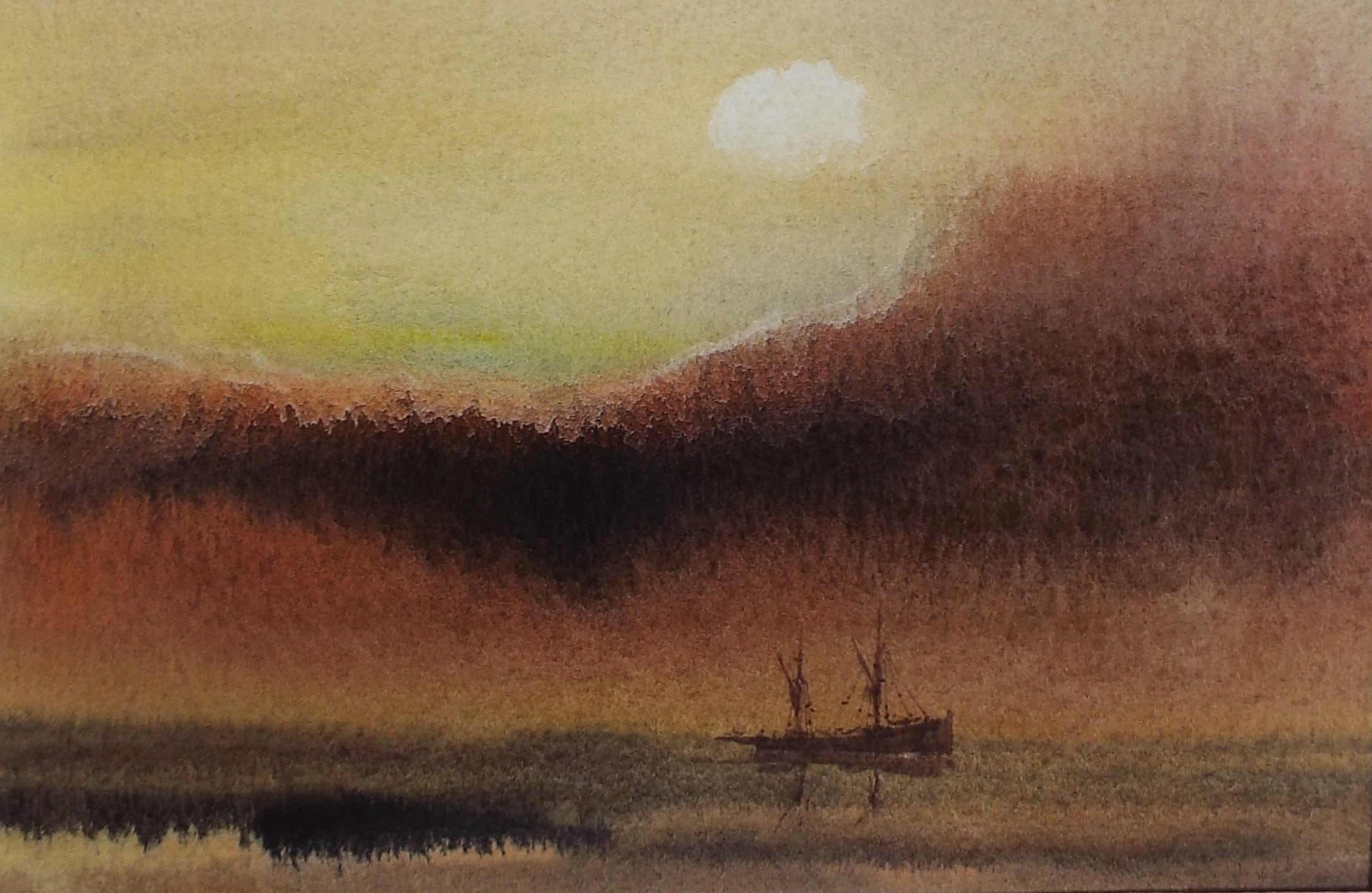 Original Watercolour, 'Yacht Under a Stormy Sky' Trevor Castle, late 20th Century
