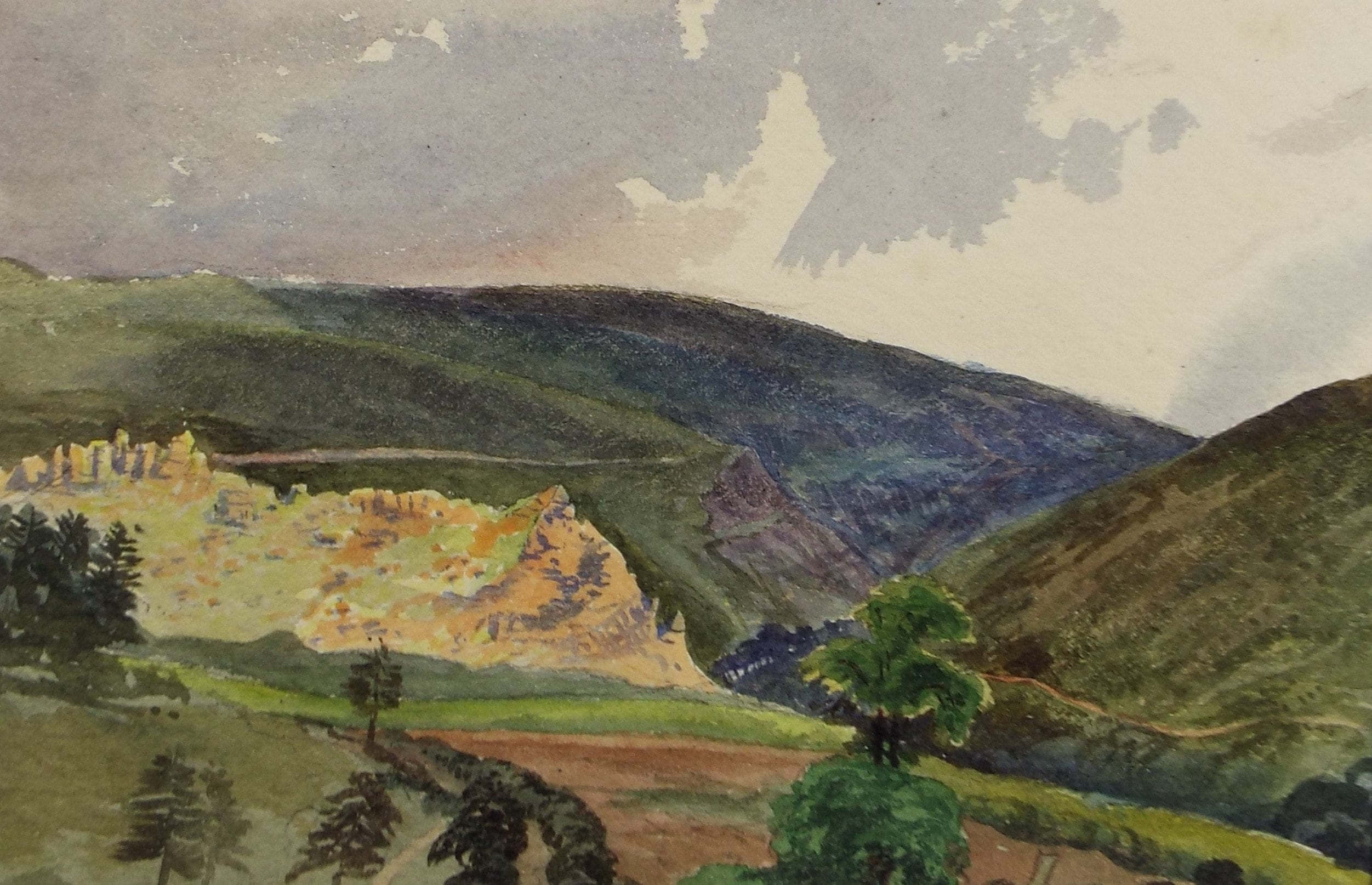 Original Watercolour on Paper,'Valley of the Teign', Artist Unknown, Circa 1880