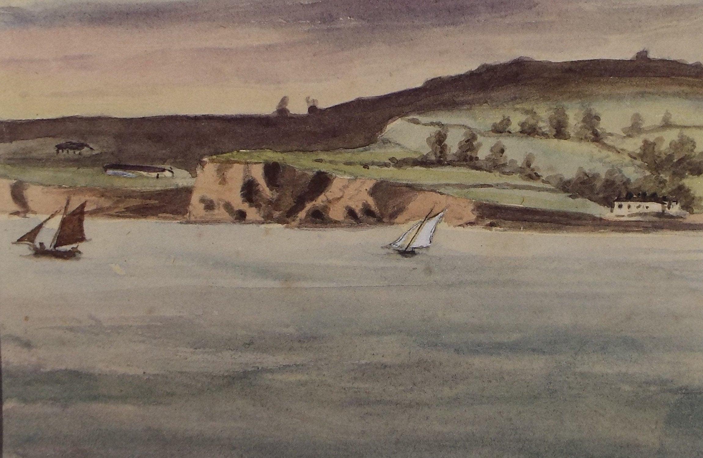 Original Watercolour c1880's, 'Near Paignton' - Marine Landscape, A Elliott