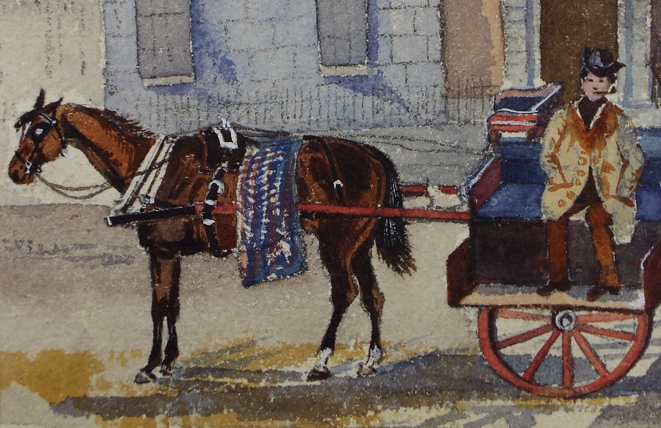 Original Watercolour Sketch, 'Horse and Cart - Dublin', Circa 1890, A Elliott