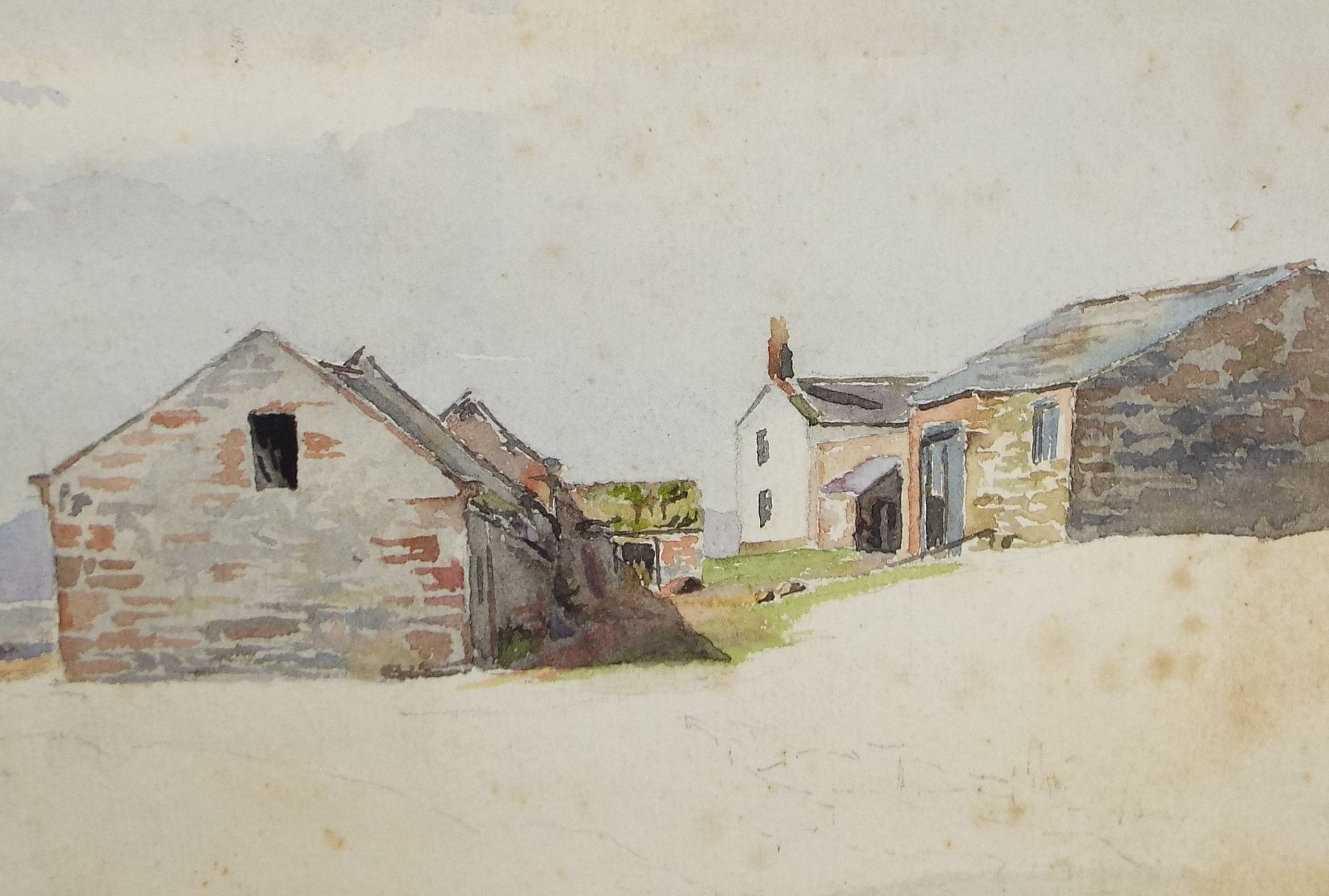 Original Watercolour, 'Farm Buildings',circa 1880, Artist Unknown