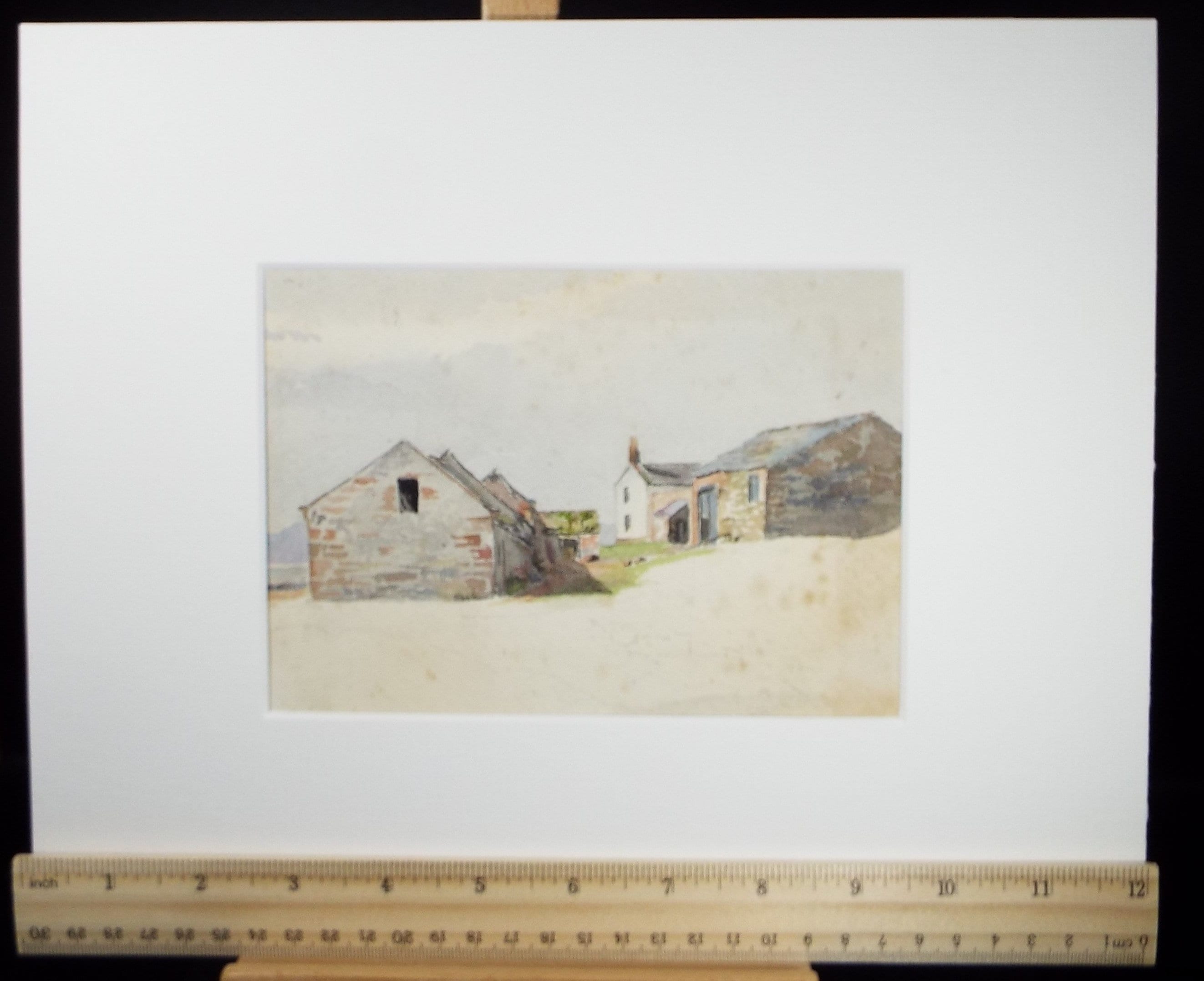 Original Watercolour, 'Farm Buildings',circa 1880, Artist Unknown