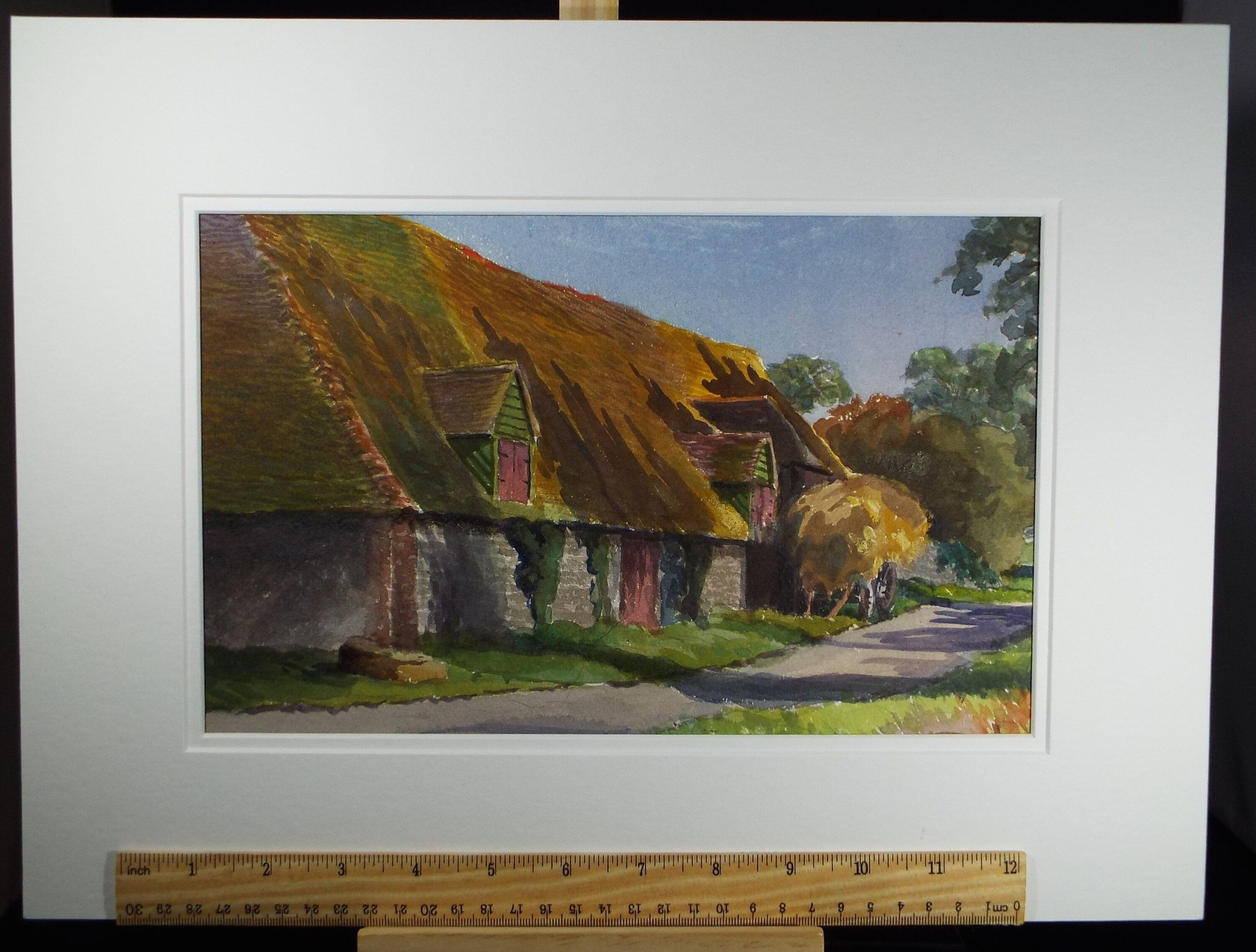 Original Watercolour & Gouache, 'The Threshing Barn', Circa 1930's, Charles Browne Core (1860-1947)