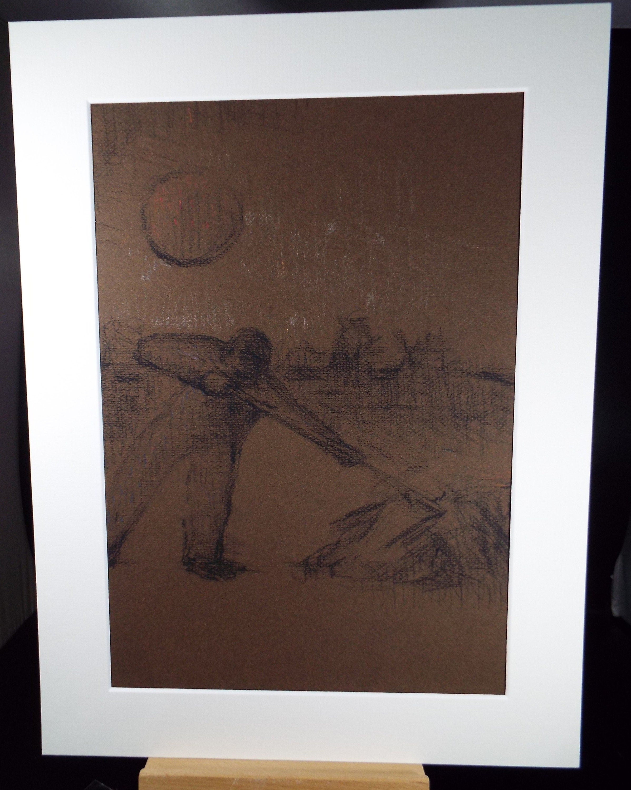 Original Pastel Drawing,'Figures at a Bus Stop', circa 1990, Mariota Bosanquet (1923-2022)