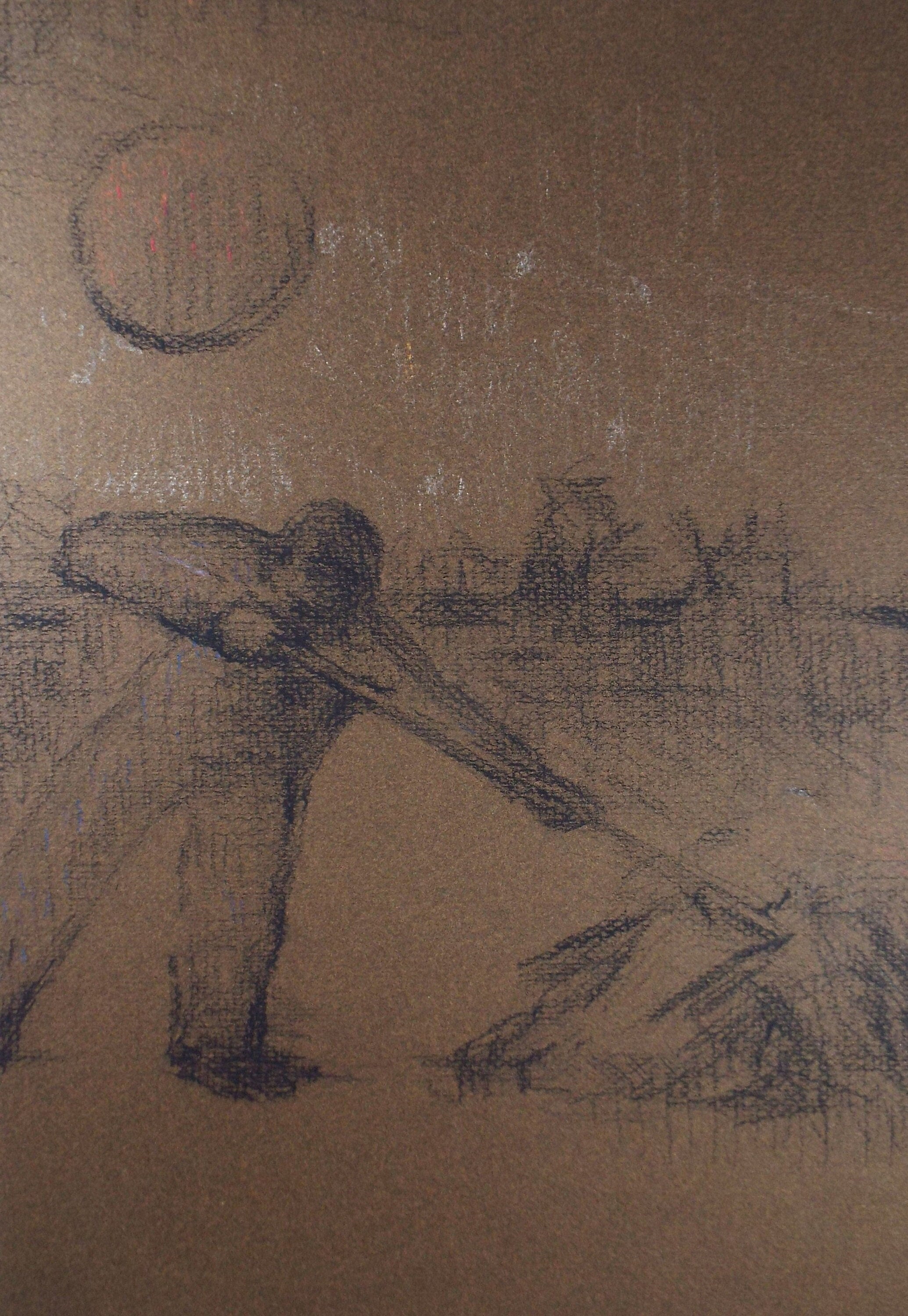 Original Pastel Drawing,'Figures at a Bus Stop', circa 1990, Mariota Bosanquet (1923-2022)
