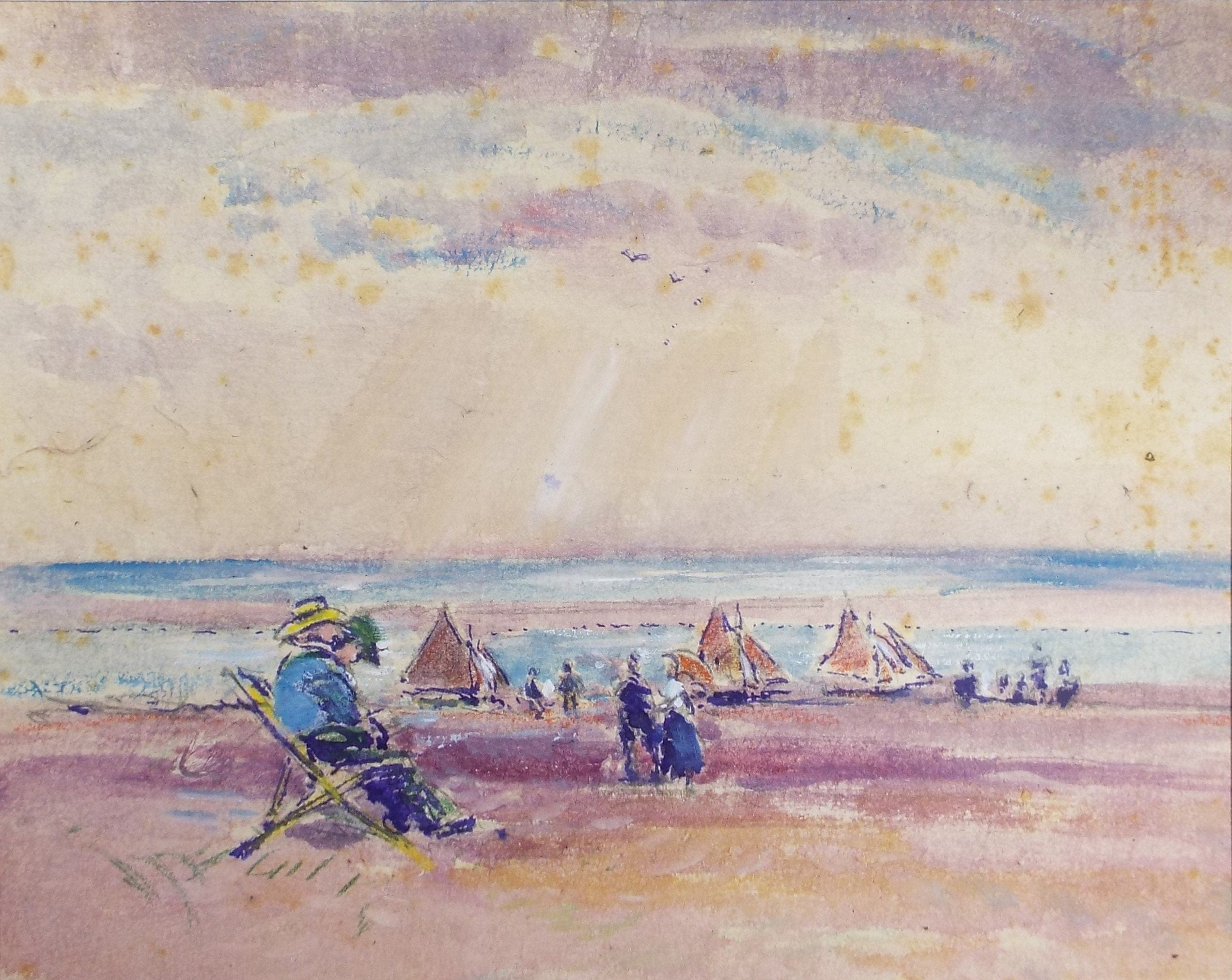 Original Watercolour, 'Relaxing on the beach', Circa 1920, Robert G.D. Alexander (1875-1945)
