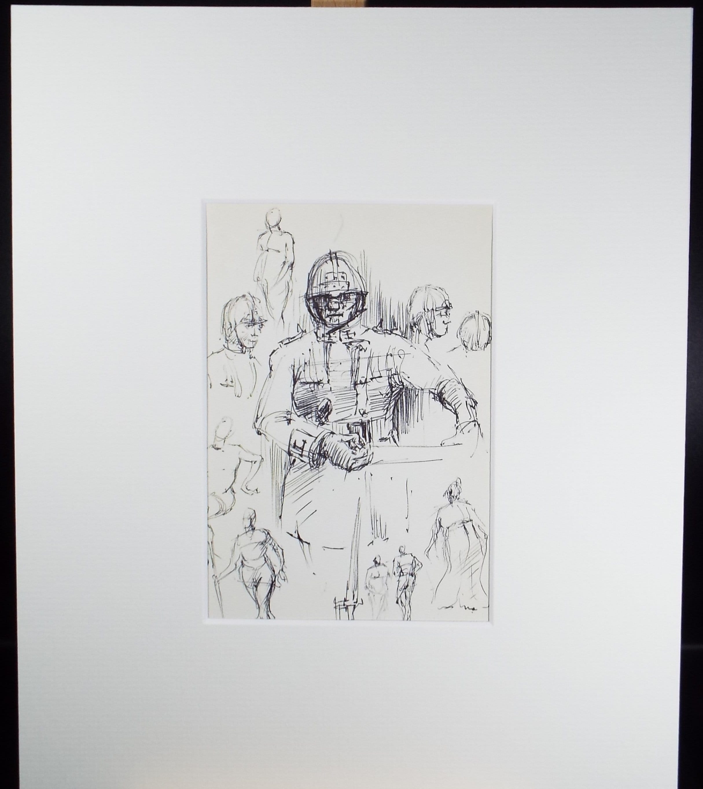 Original Pen & Ink drawing, 'Fire Fighter', Hugh McKenzie (1909-2005), Mid 20th Century