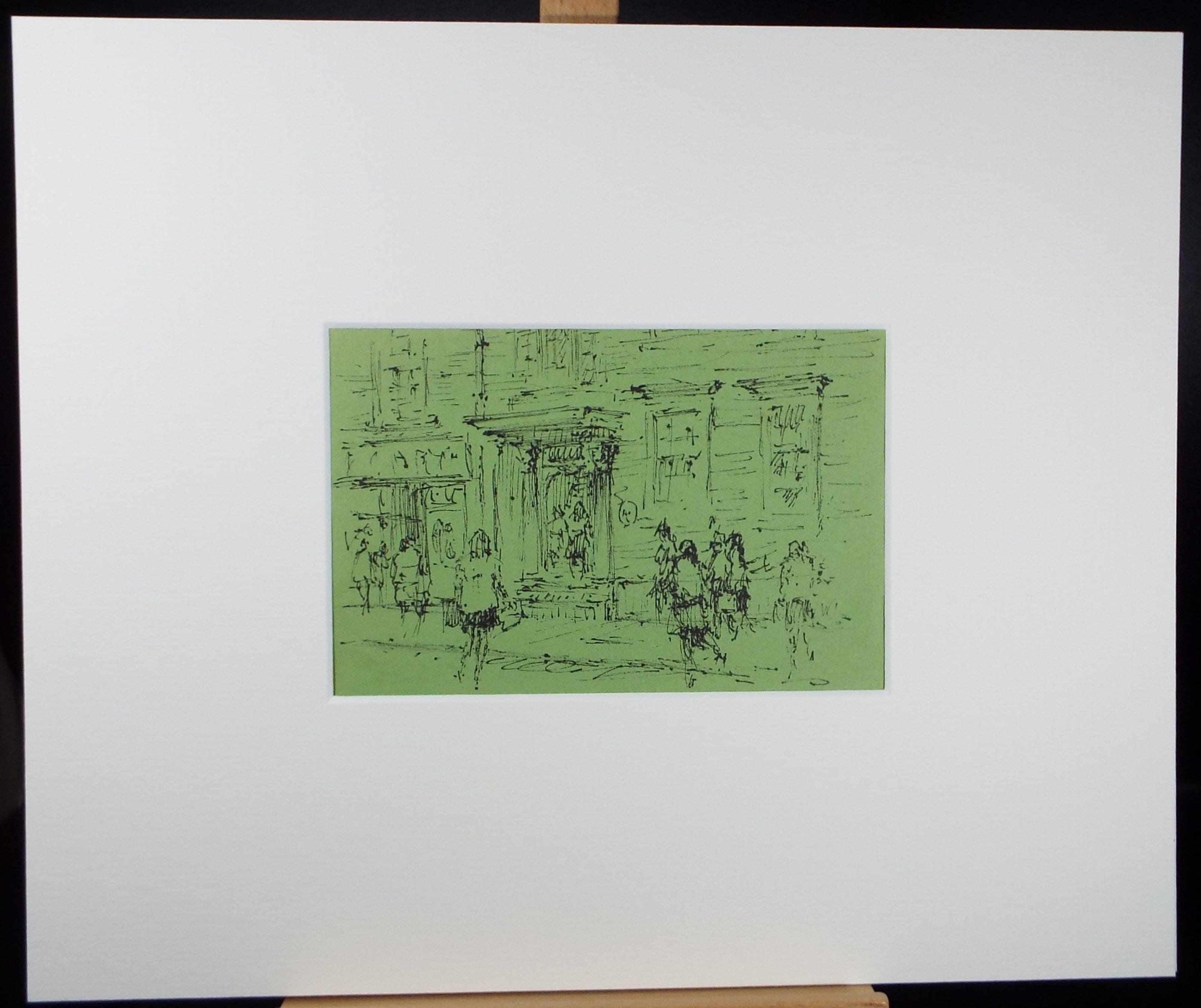 Original Pen & ink drawing, 'Street Scene with Figures', Hugh McKenzie (1909-2005), Mid 20th Century