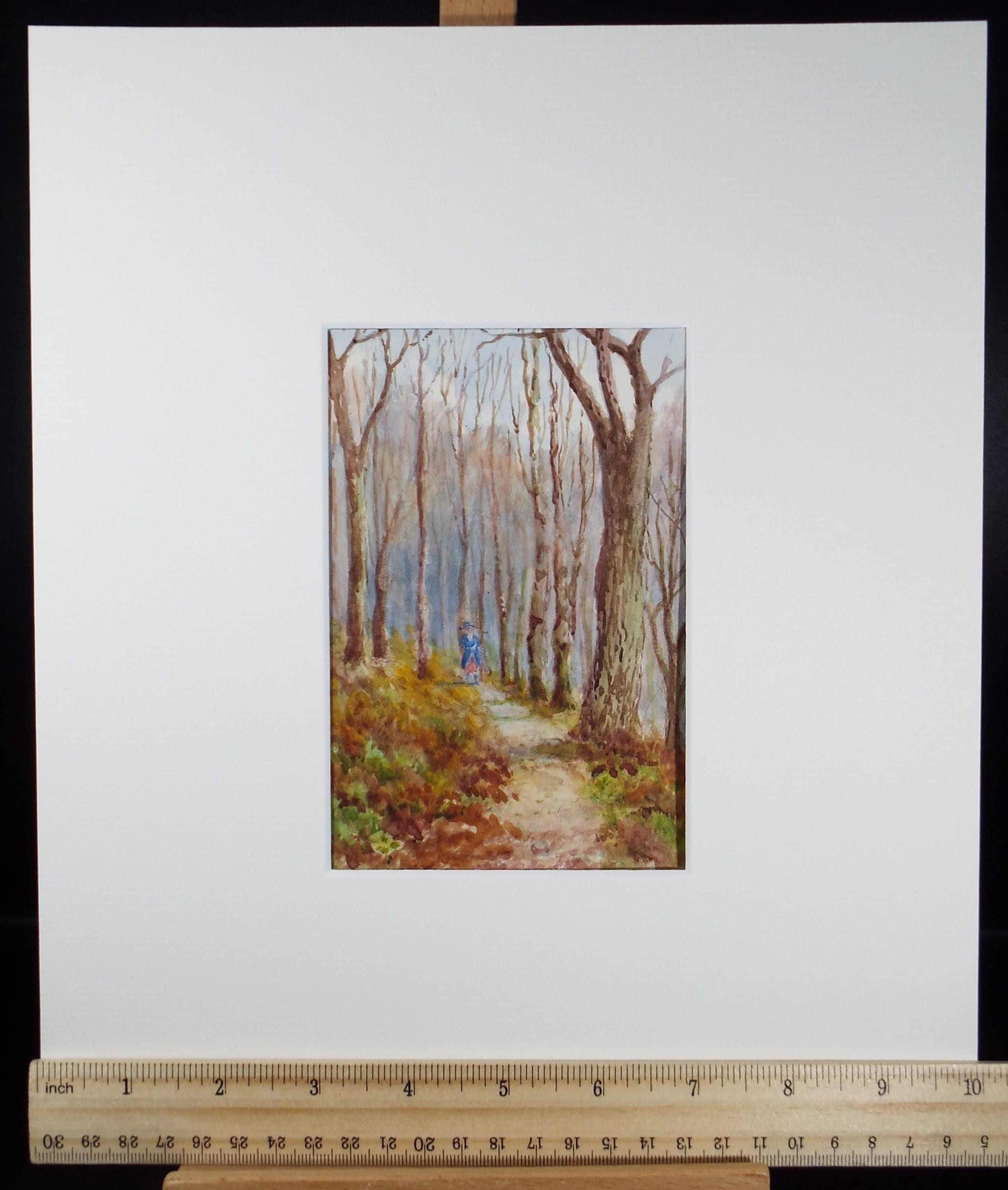 Original Watercolour, 'Figure in Woodland, Caerwys', Edwin Brown (1845-1936), circa 1920's