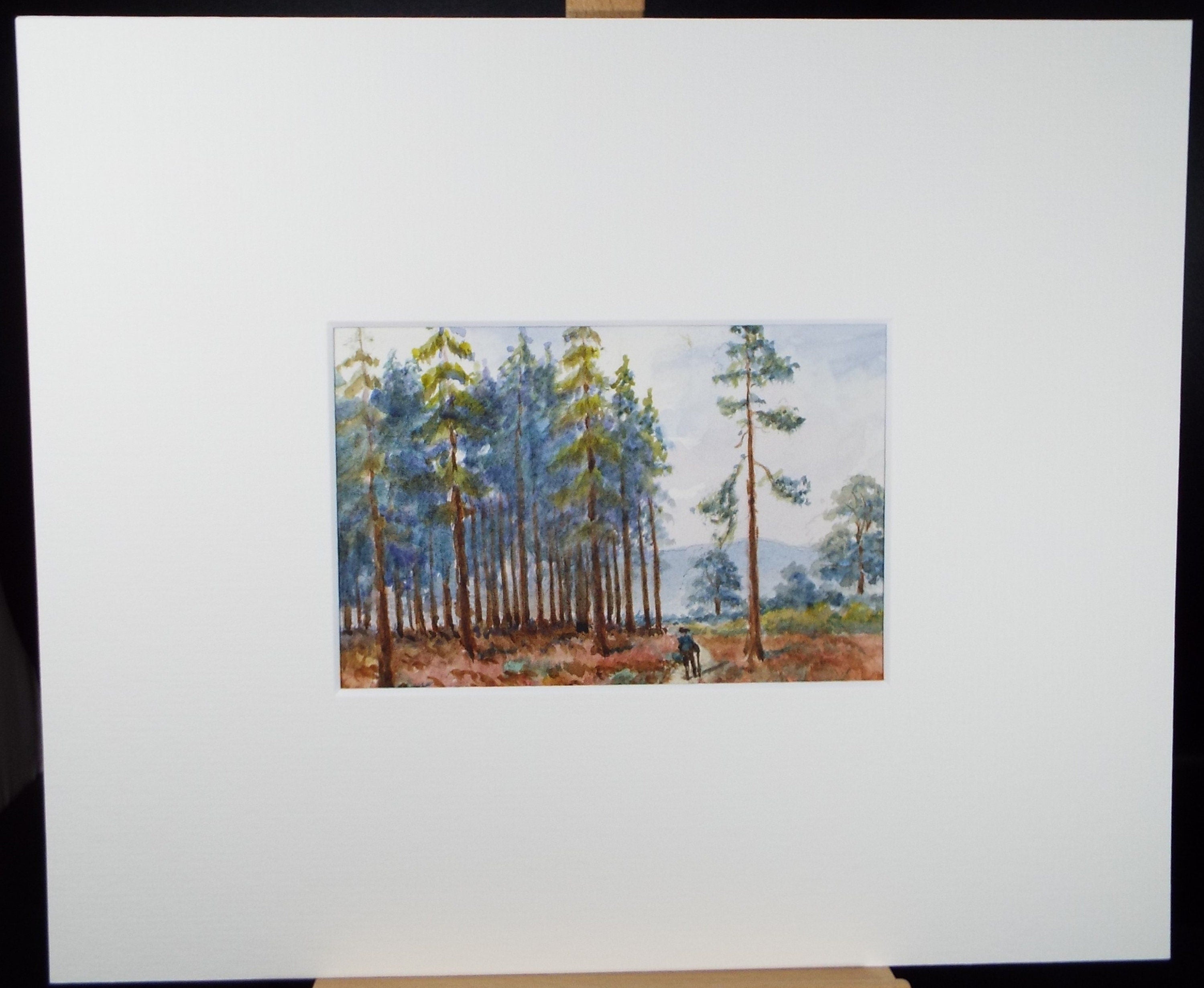Original Watercolour, 'Figure in Pine woods', Edwin Brown (1845-1936), circa 1920's