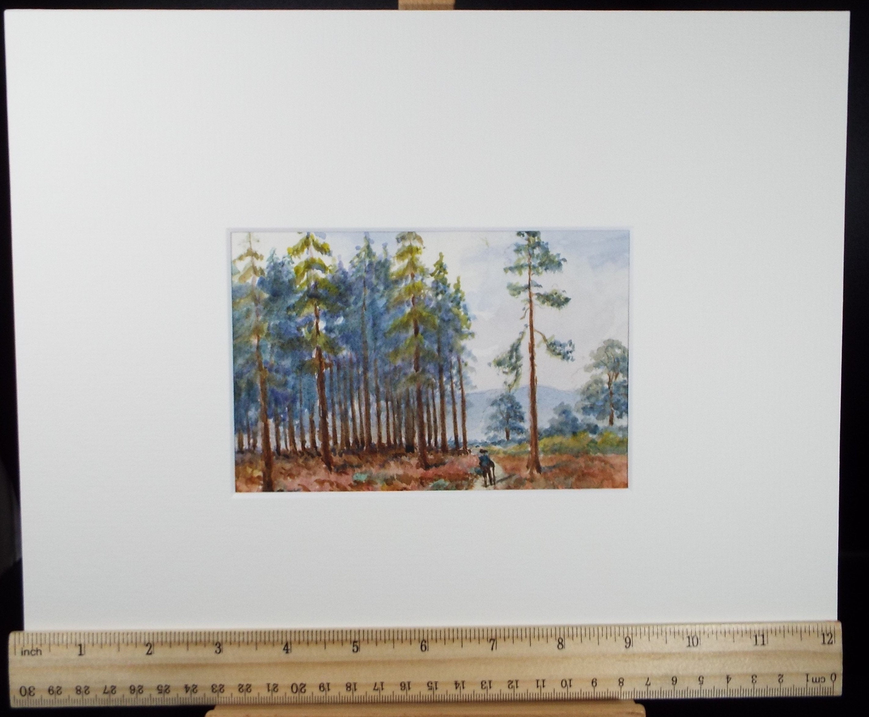 Original Watercolour, 'Figure in Pine woods', Edwin Brown (1845-1936), circa 1920's