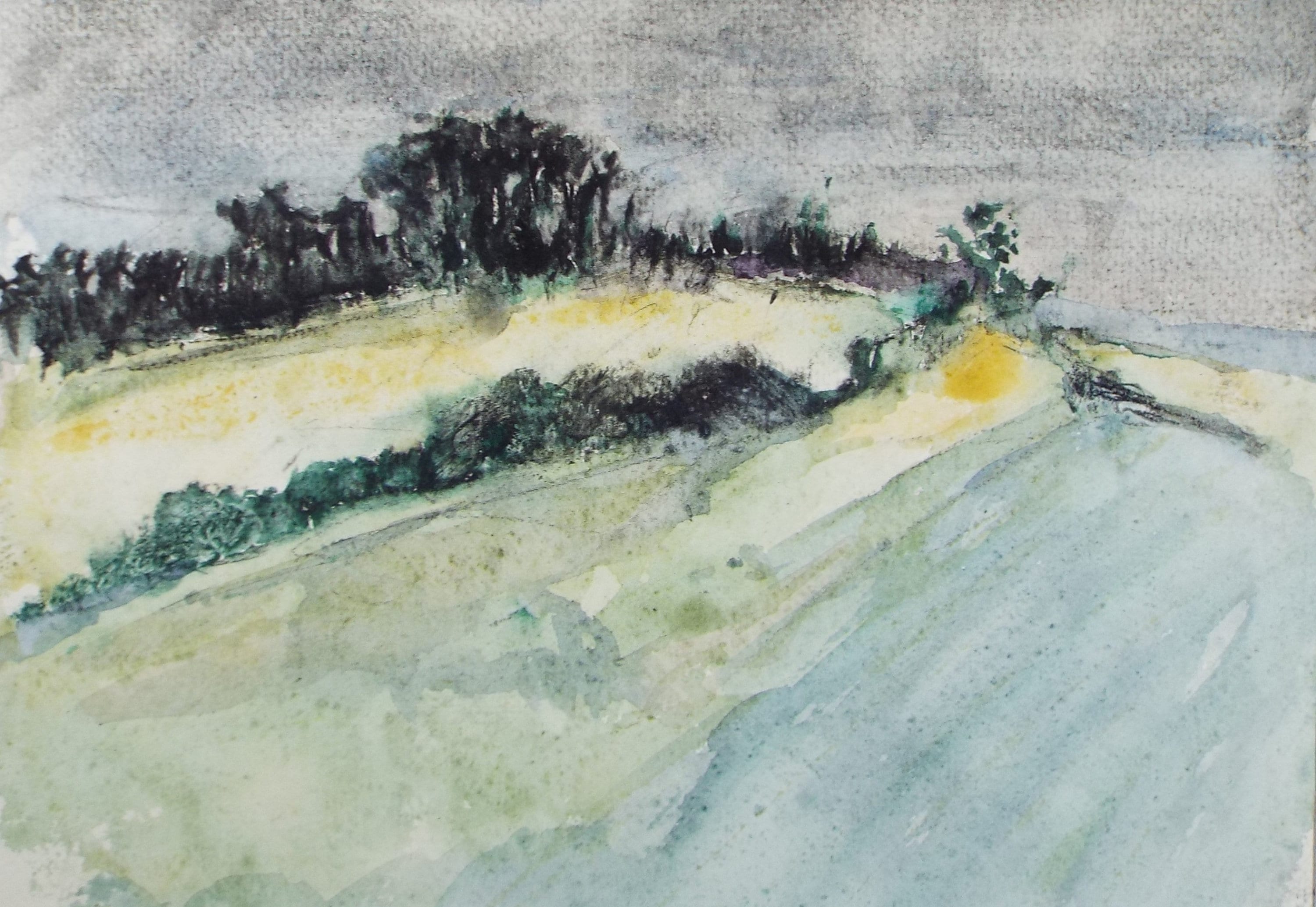 Original Watercolour on Paper, 'Field Hedges', Leslie Duxbury ARCA (1921-2001), Circa 1950's