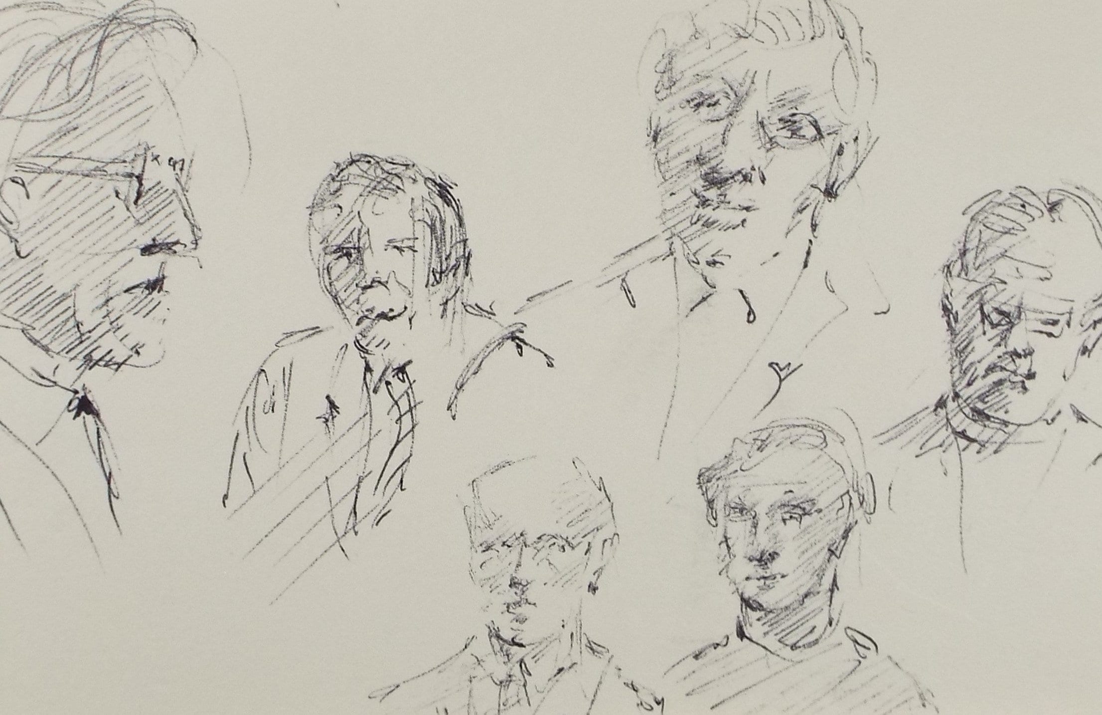 Original Pen & ink drawing, 'Figure Studies', Hugh McKenzie (1909-2005), Mid 20th Century