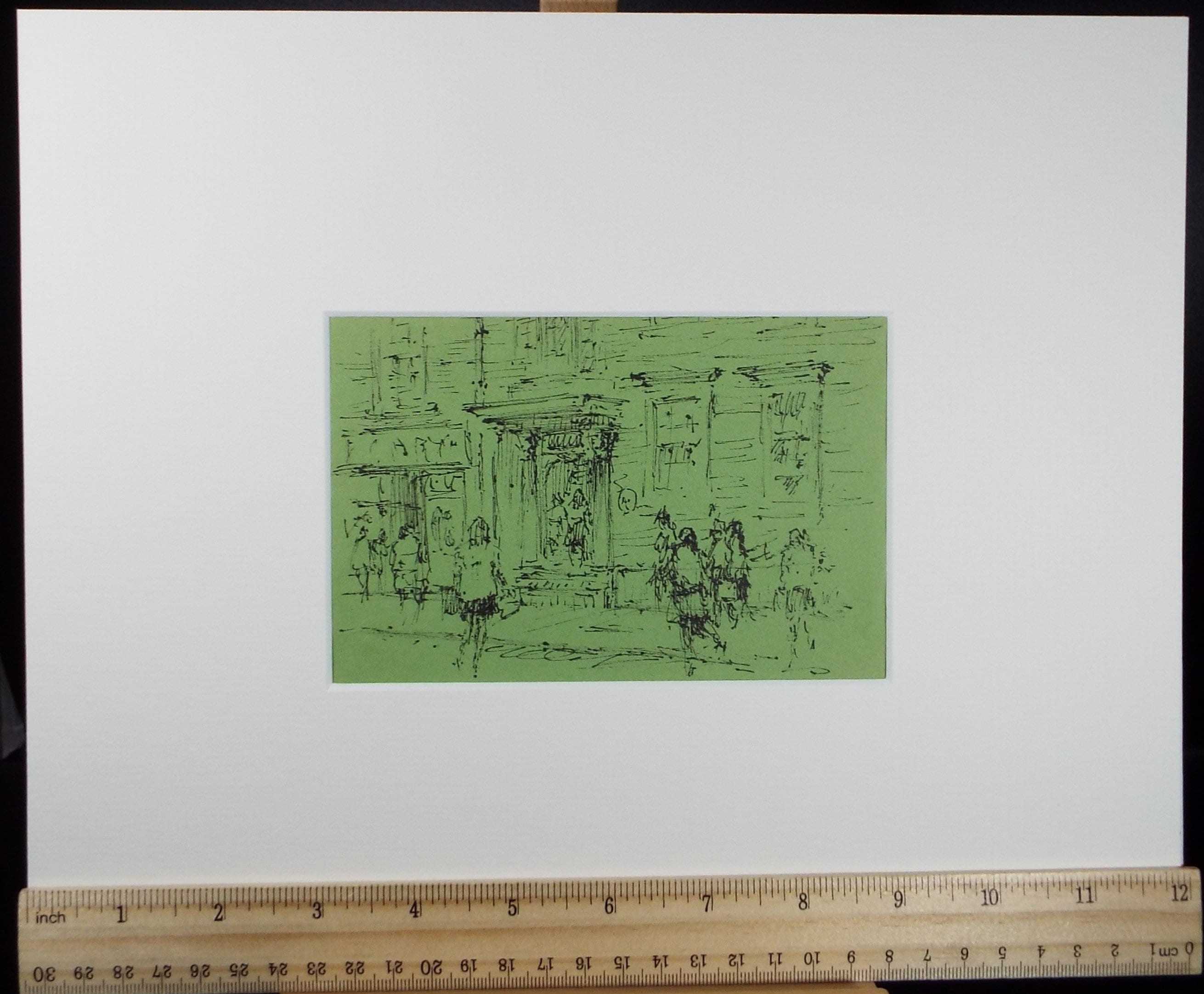 Original Pen & ink drawing, 'Street Scene with Figures', Hugh McKenzie (1909-2005), Mid 20th Century