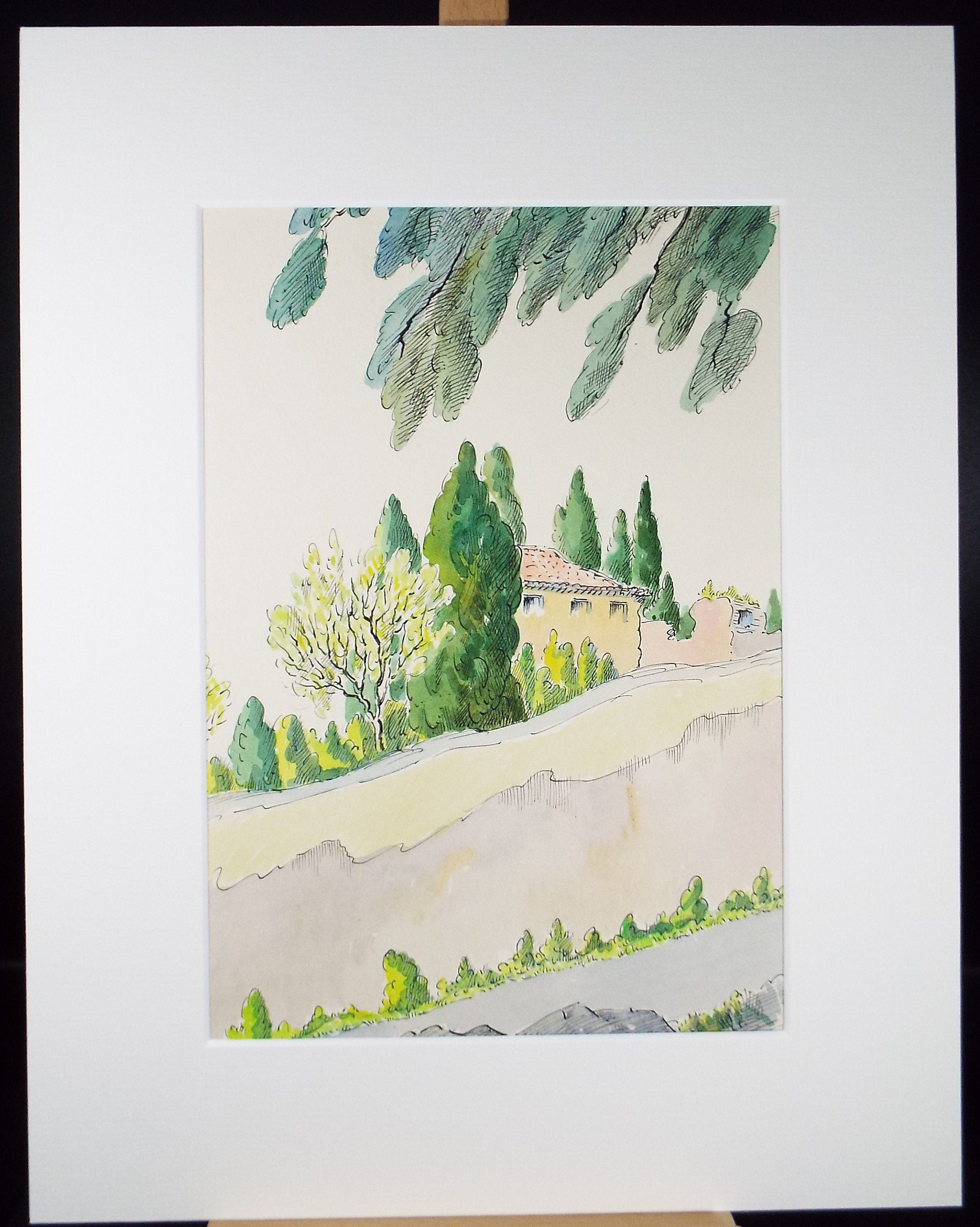 Original Watercolour & Ink , 'Via Appia Antica', Cicely Glyn de Beers (1891-1973), Circa 1960's