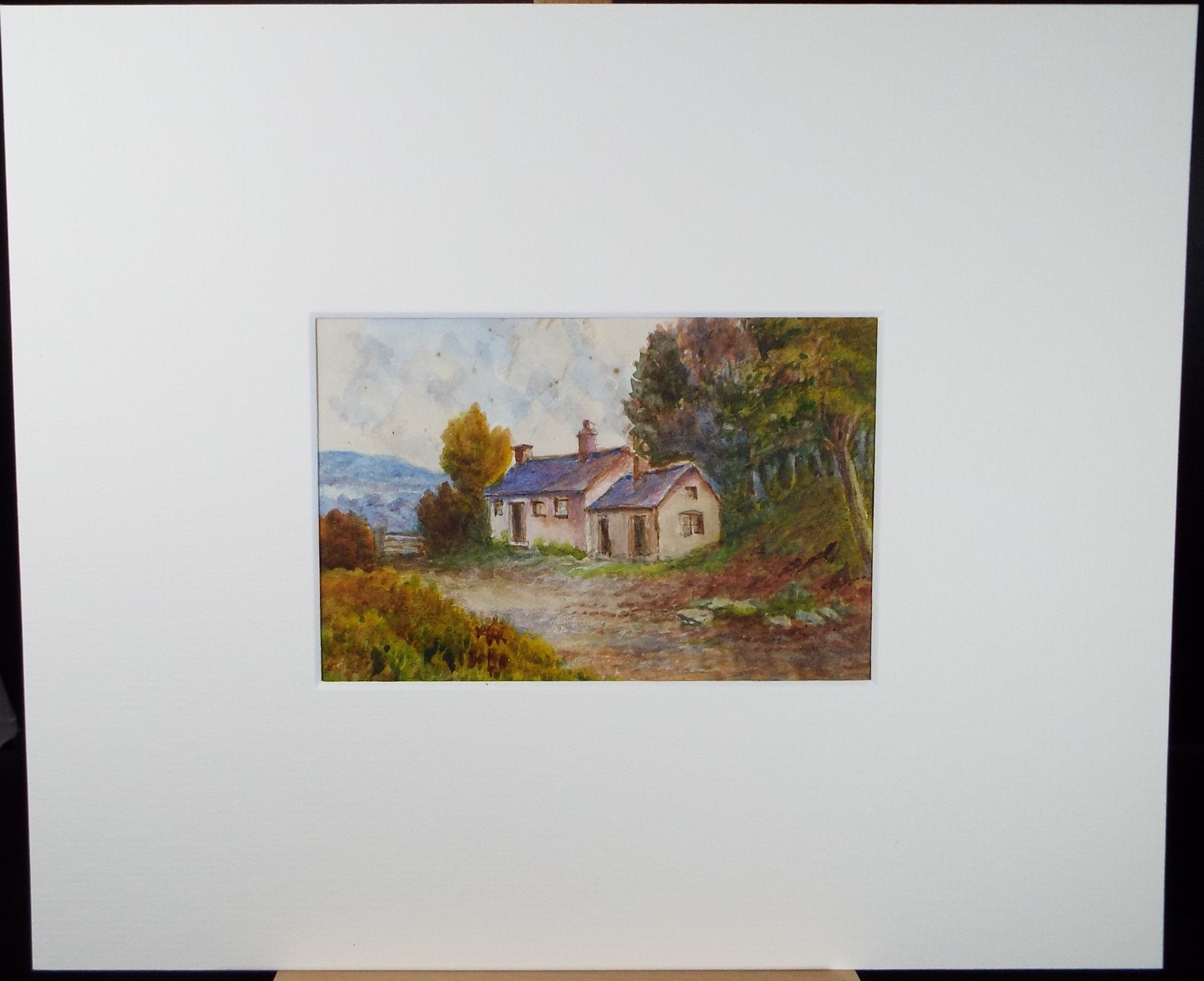 Original Watercolour, 'Country Cottage, Caerwys', Edwin Brown (1845-1936), circa 1920's