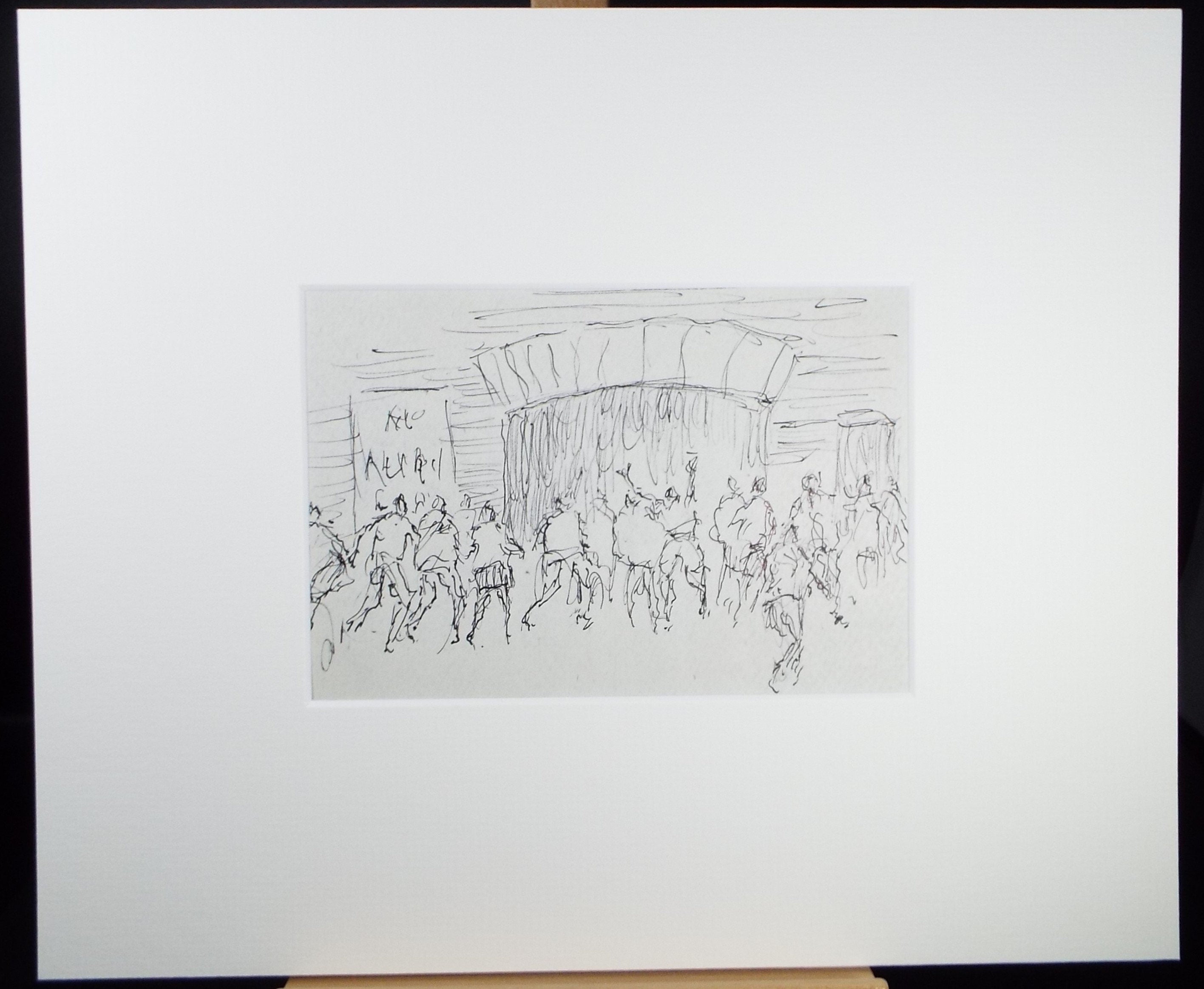 Original Pen & ink sketch, 'Football Crowd', Hugh McKenzie (1909-2005), Mid 20th Century