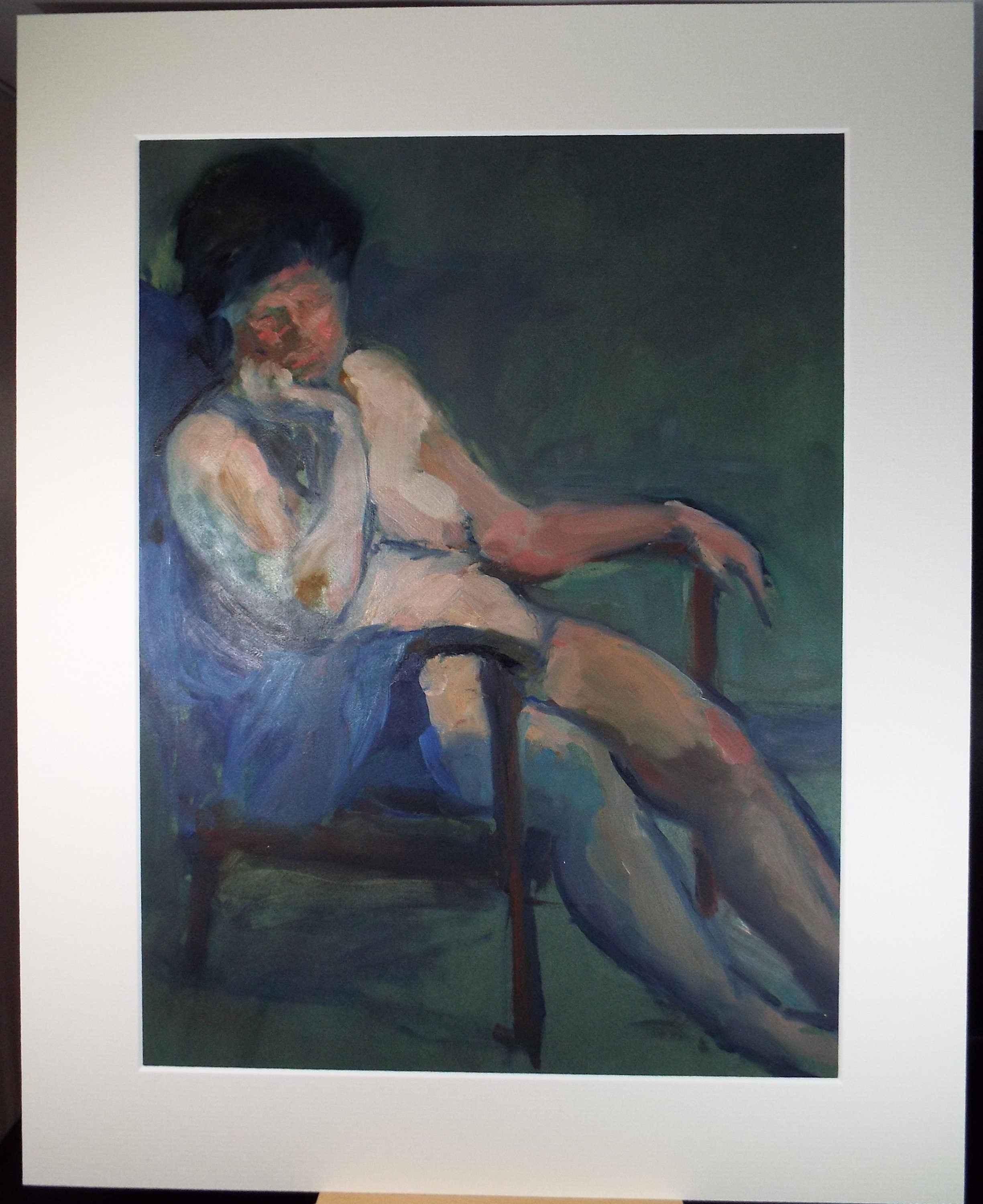 Original Oil & Acrylic 'Seated Nude', Circa 1980's, Artist unknown
