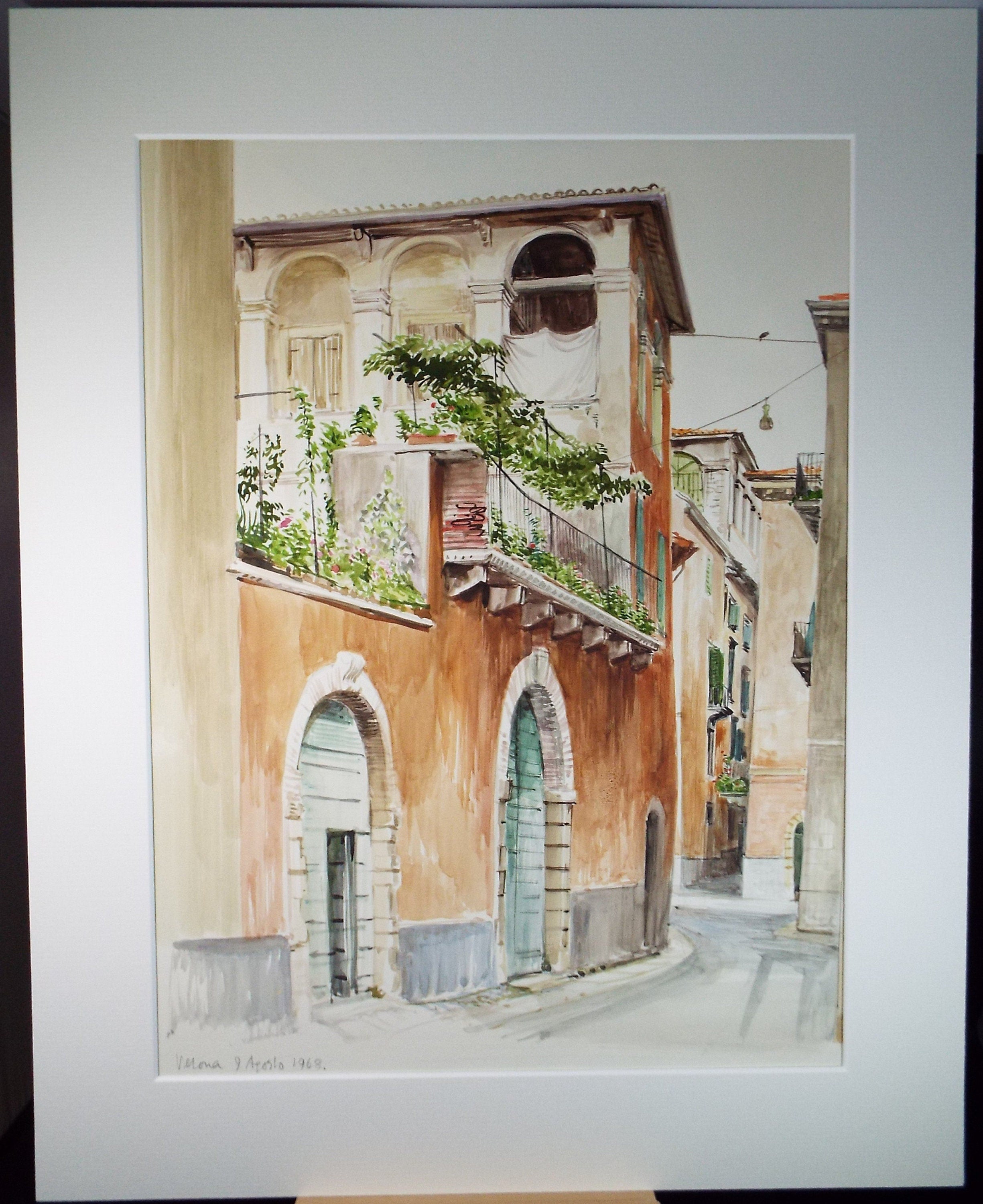 Original Watercolour on Paper, 'Italian Street', David Hill (1914-1977)