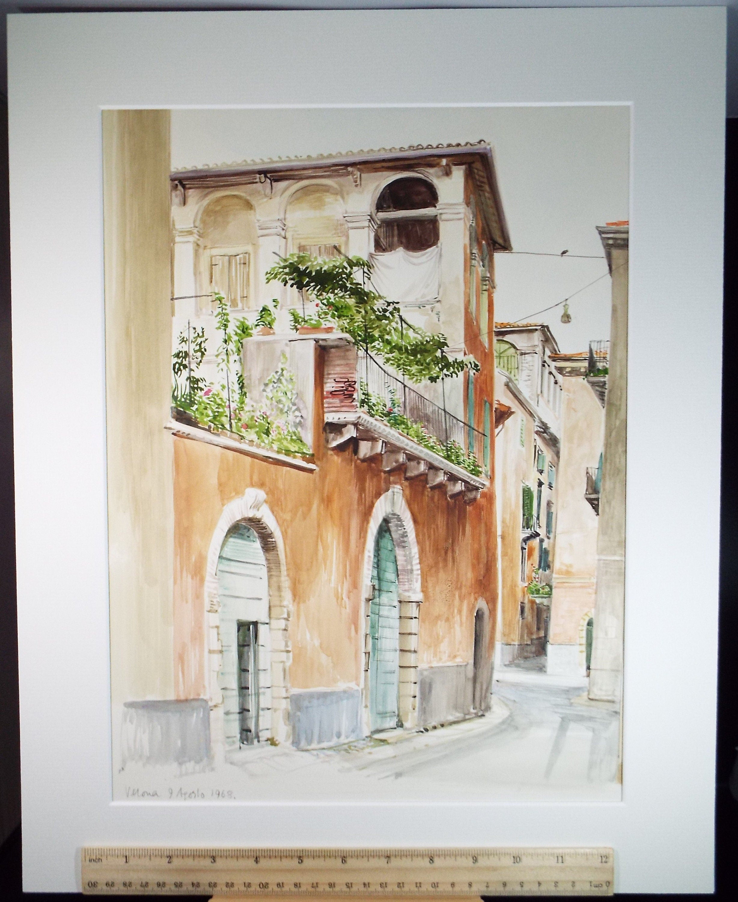 Original Watercolour on Paper, 'Italian Street', David Hill (1914-1977)