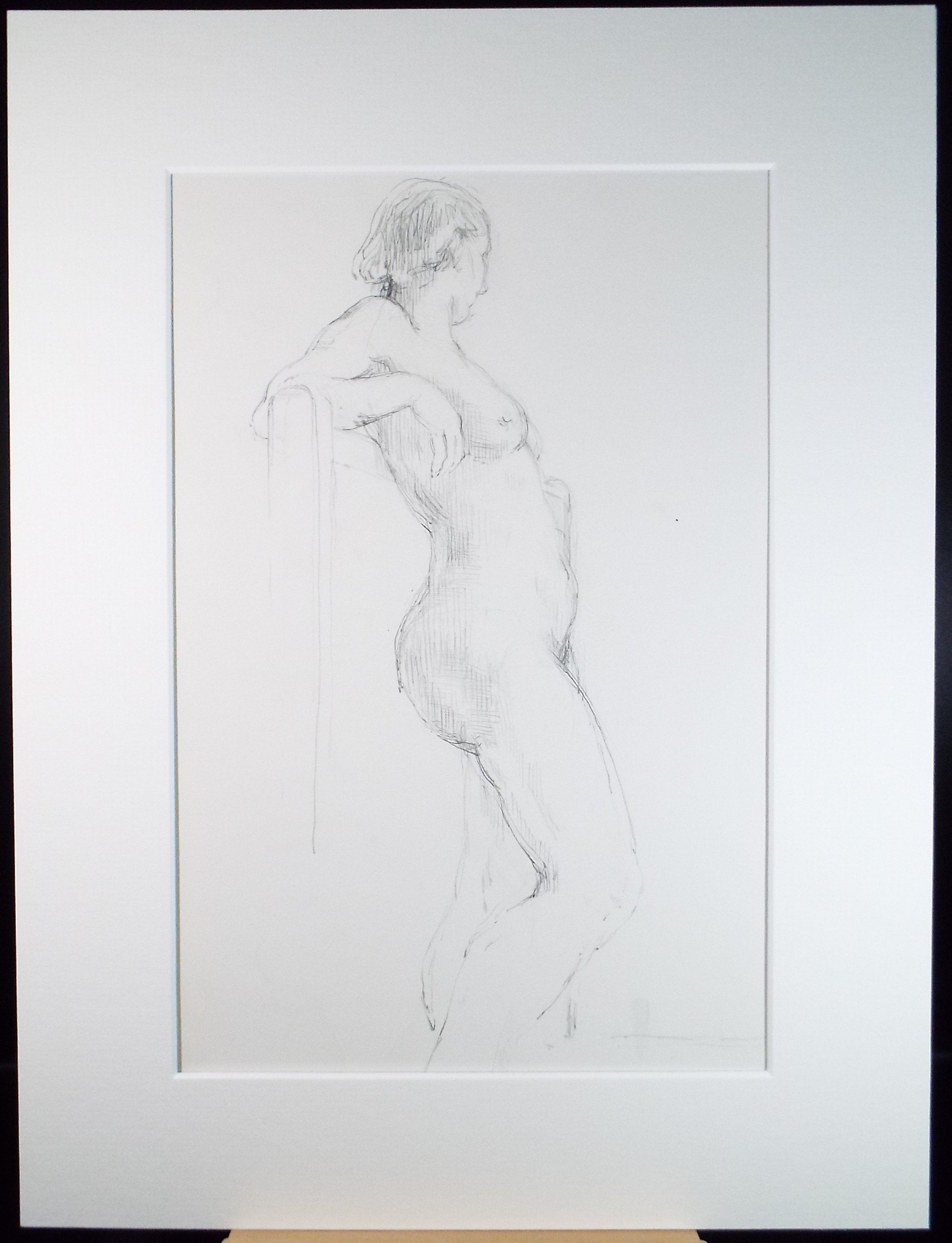 Original Pencil Sketch,'Standing Nude', Circa 1940's, Hilda Burford (1887-1957)